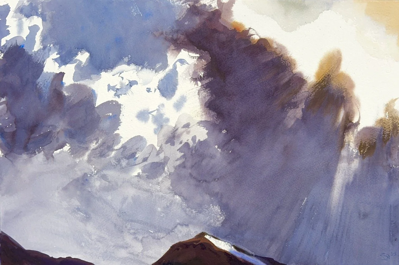 Plein Air, 6:40-7pm, Overcast with Sunlit Snowfield 20 of 20, Big Sky, MT, 6.25.25