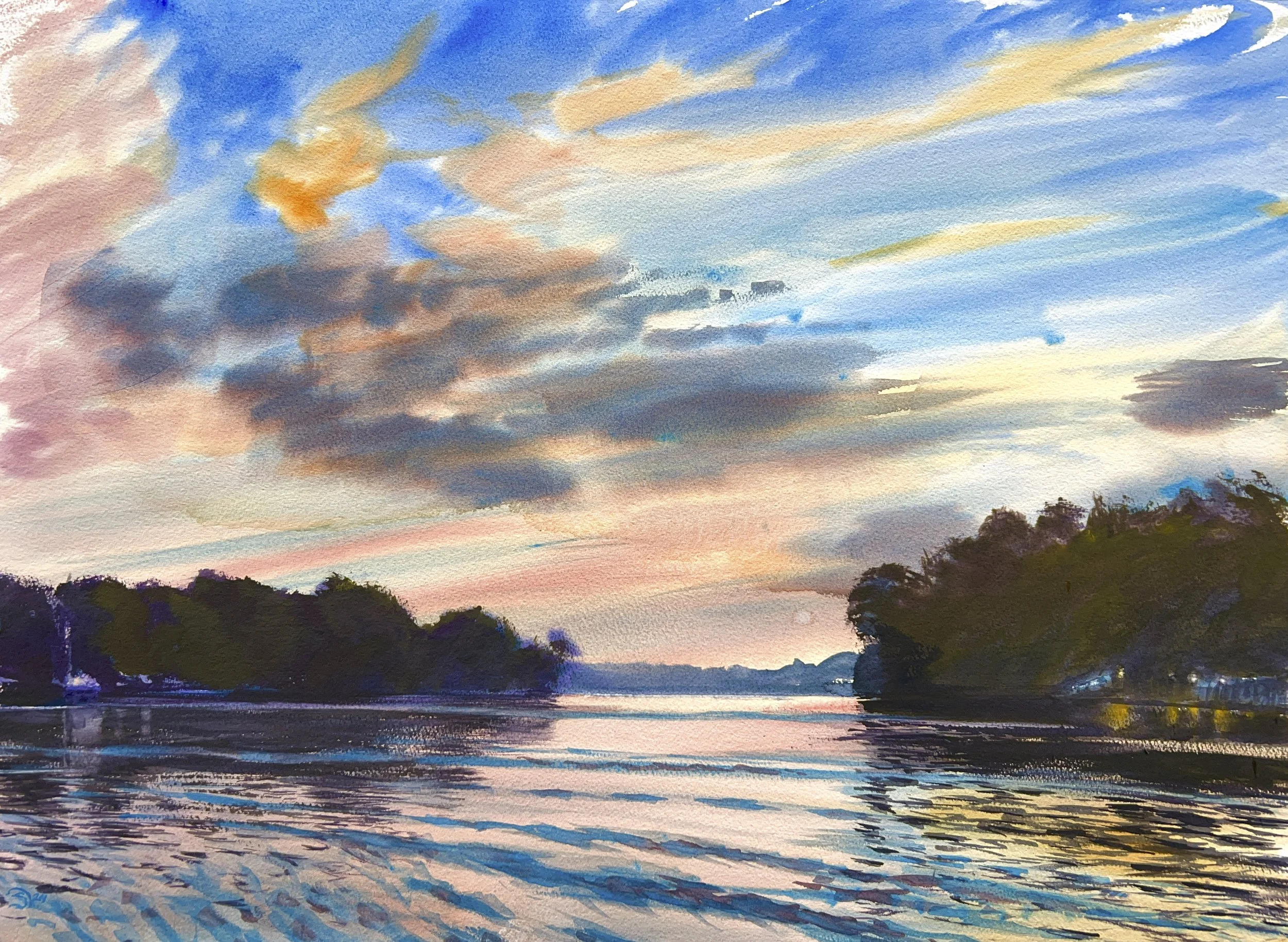 Plein Air, 8:30-9pm, Sunset at Easton point, 7.11.24