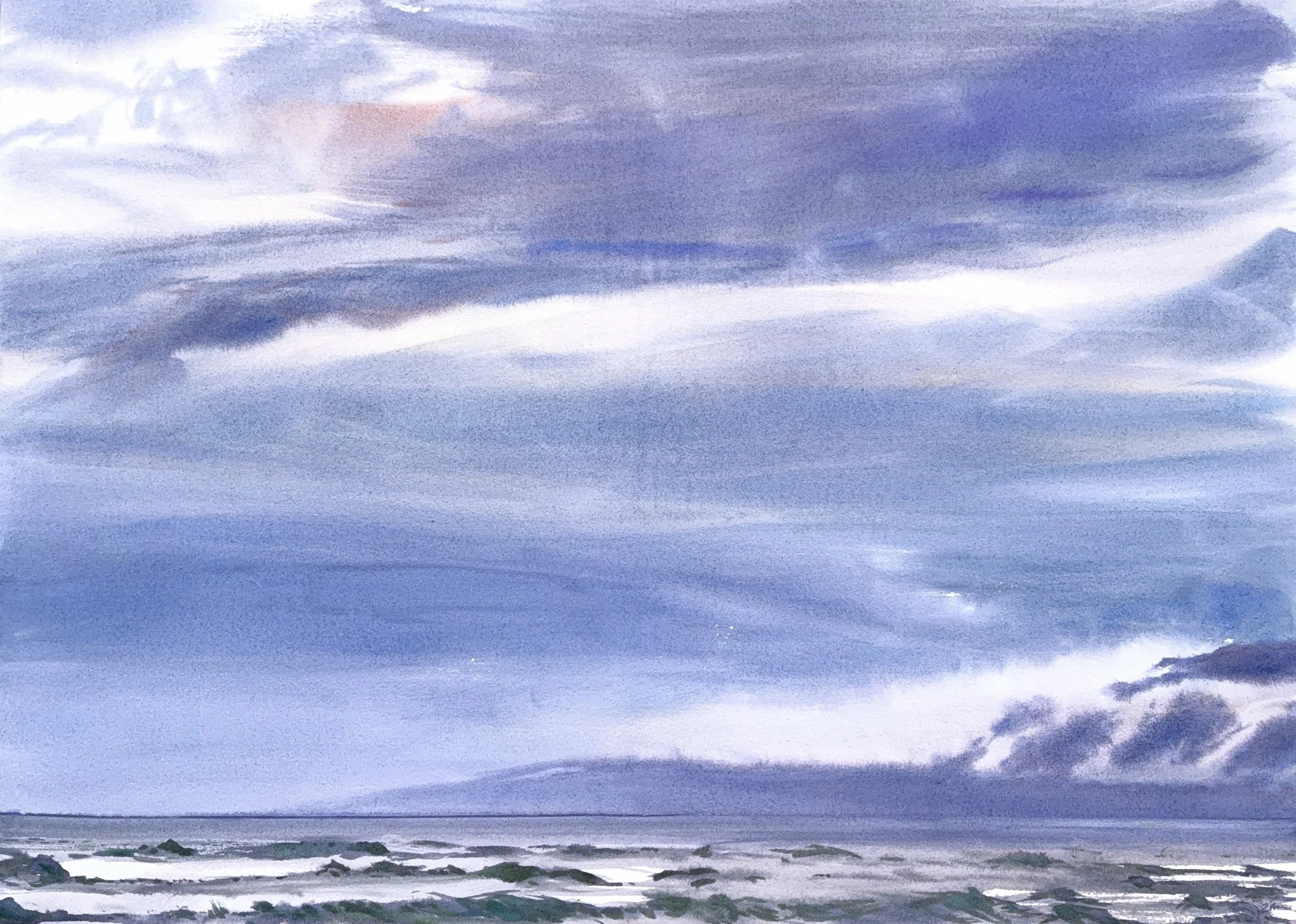 Plein Air, 5:45-6:55pm, 4 of 4, Clouds over Lanai Is., Kihei, Maui, 3.12.26