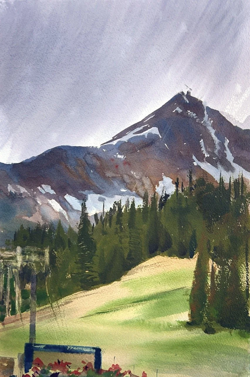 Plein Air, 5:30-6:15pm, Rain on Lone Peak, 21 of 24, Big Sky, MT, 6.27.25