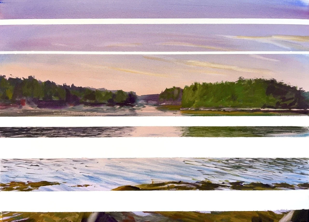 Plein Air, 7:45-8:15pm, Sunset of Mainland, Hog Island, ME, 8.15.25