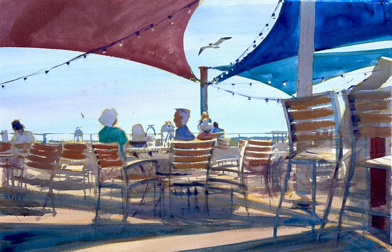 Plein Air, 1:35-3:35pm, Roof Deck of Moonraker, New Bern, NC, 5.16.25