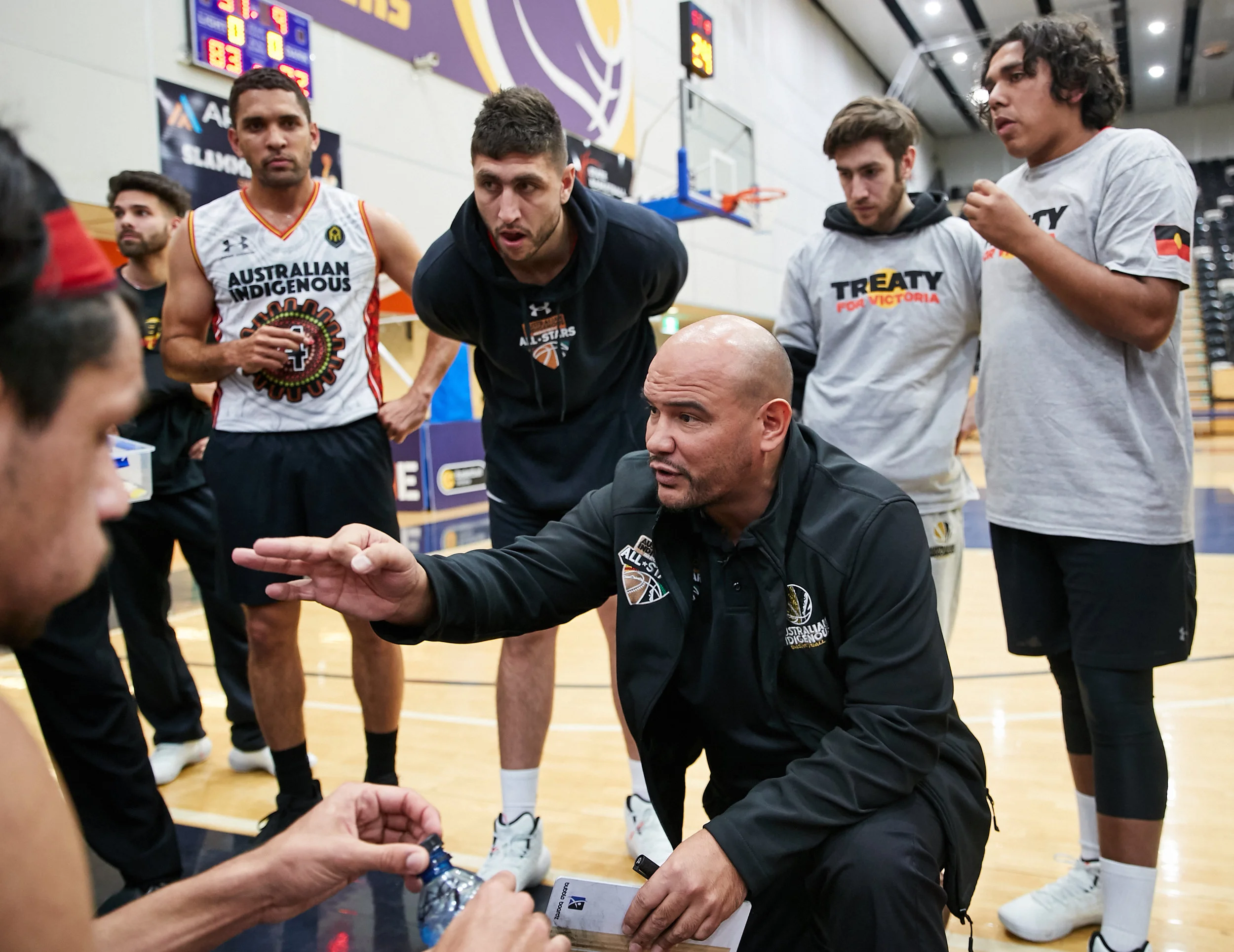 Khalu in action as head coach of the Australian Indigenous Basketball All Stars. Picture: Provided.