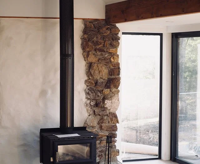 Stone cabin @currajongcommon 
Natural lime and sugarcane  mulch render achieving a beautiful soft organic finish while adding thermal mass and insulation to the old stone walls.