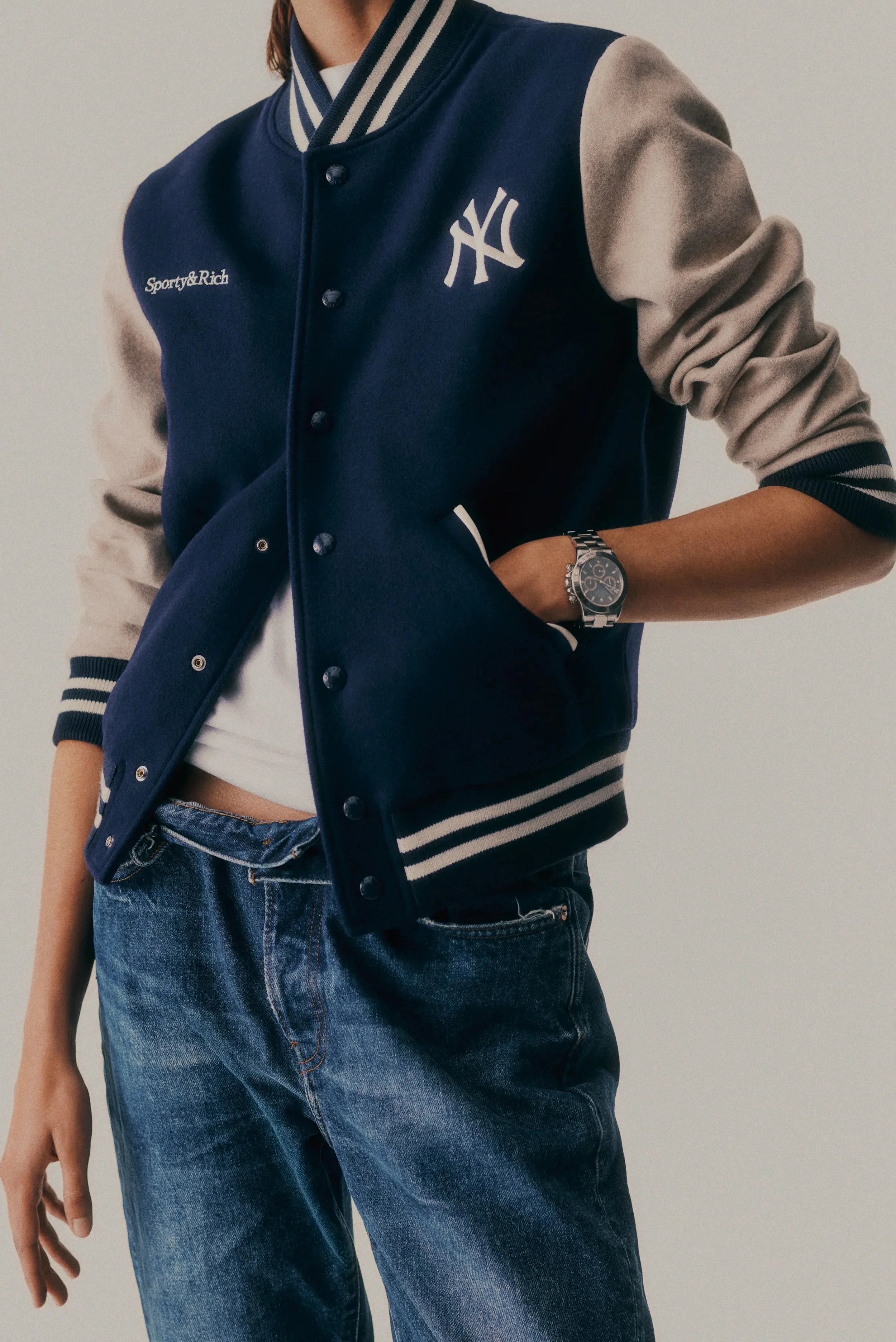 Sporty&Rich - Champions Wool Jacket - Dark Navy/Cream