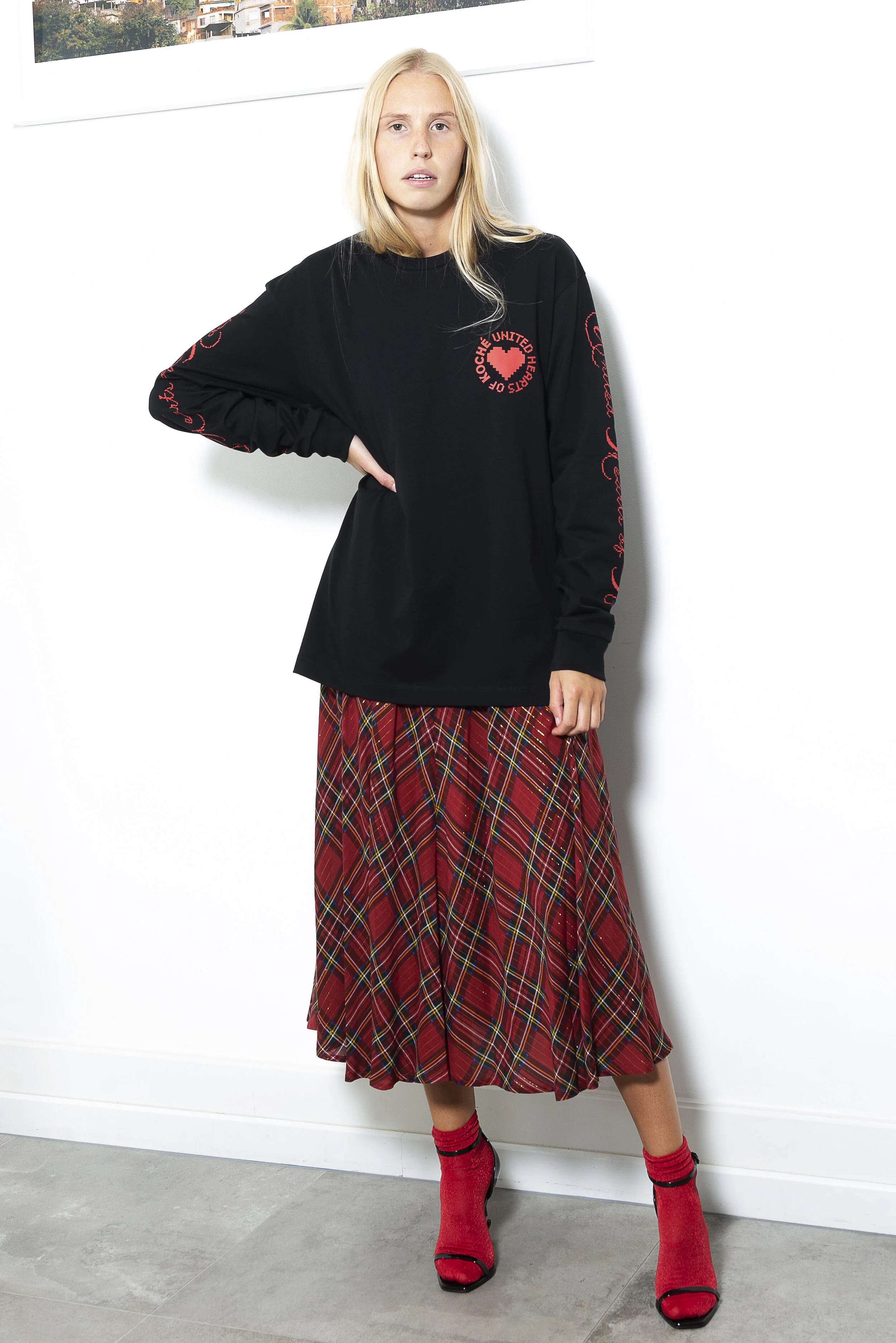 Koché - United Hearts LS Top - Black/Red