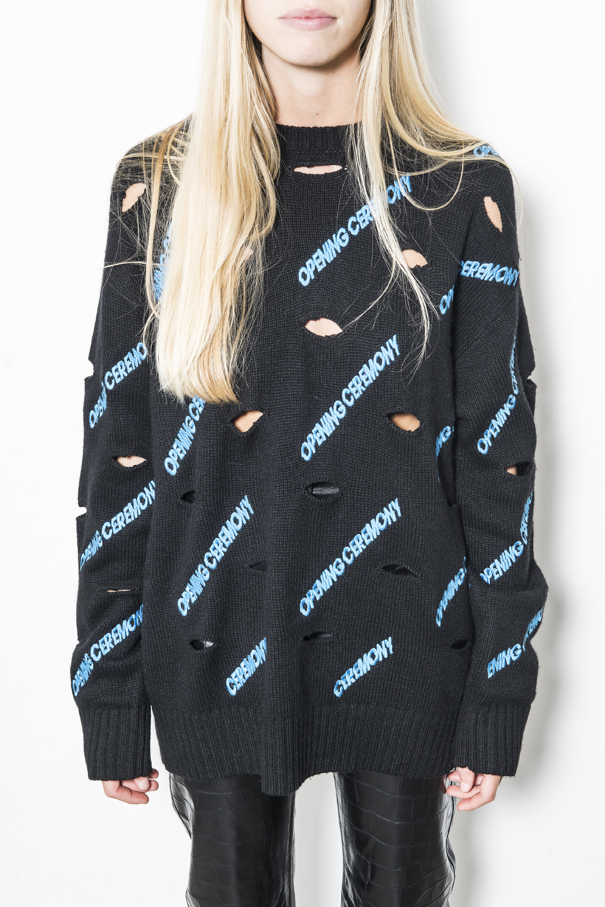 Opening Ceremony - Allover Crew-Neck Sweater - Black