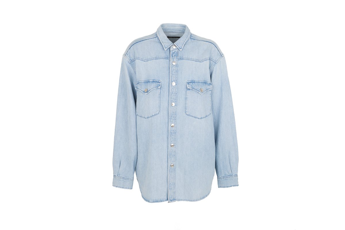 Tomboy - Round Denim Shirt - Light Blue