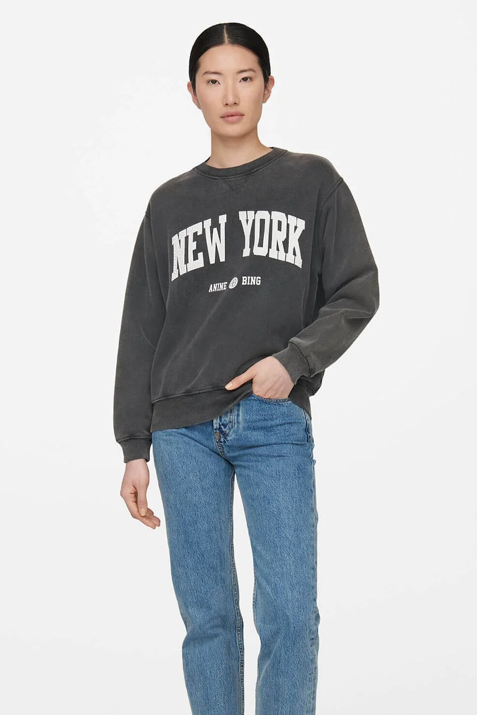 Anine Bing - Ramona Sweat New York - Washed Black — A+M CONCEPT STORE