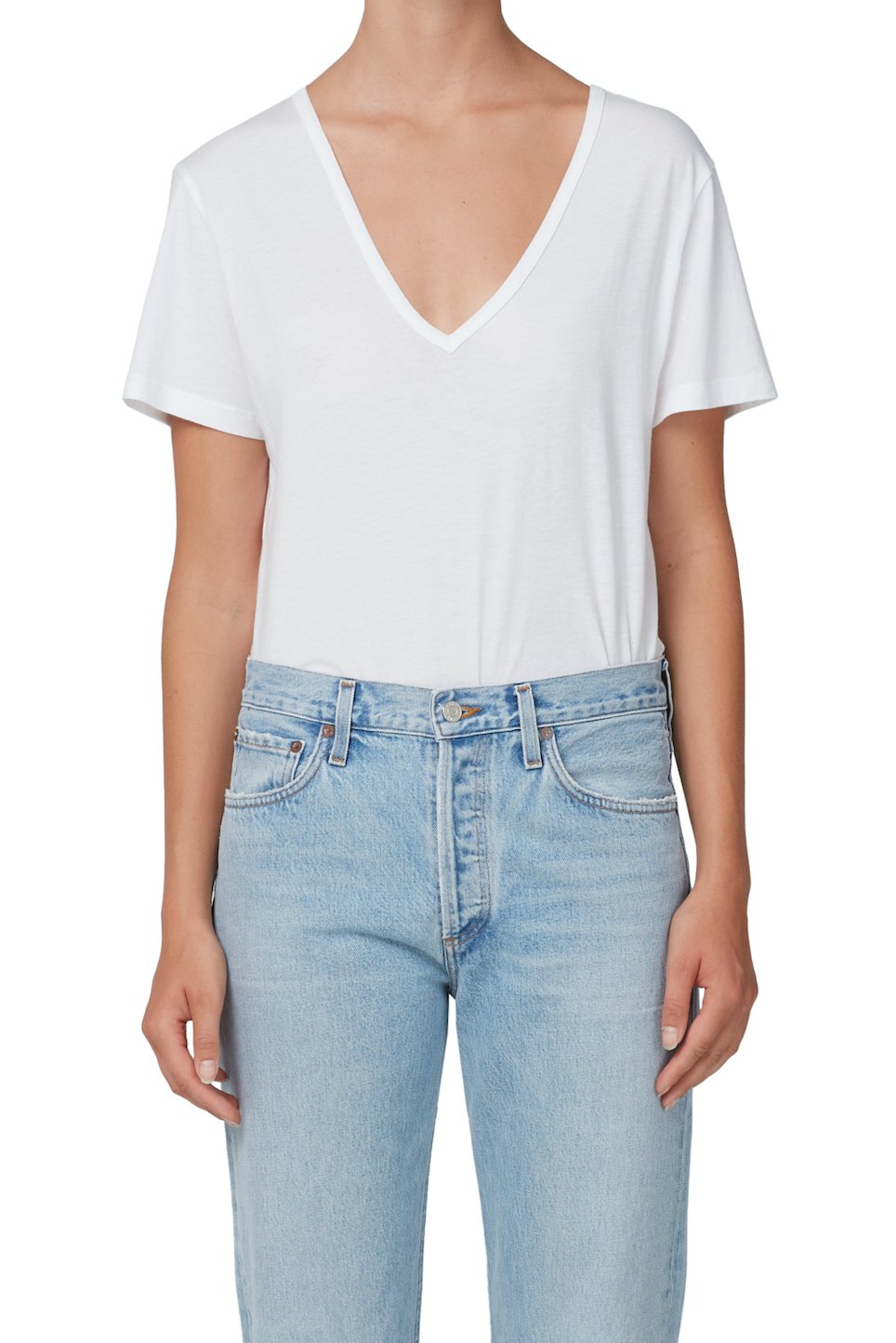 Agolde - Cameron V-Neck Tee - White