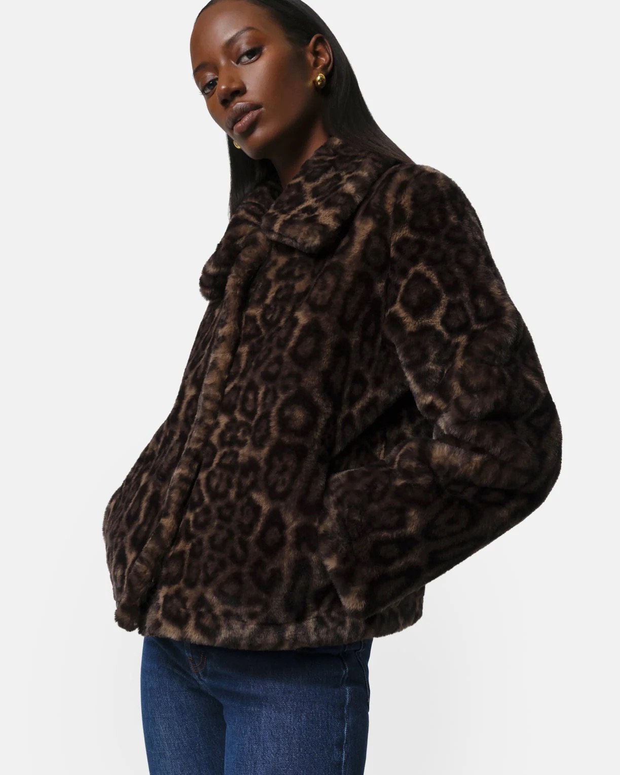 Apparis - Ellis Leopard Coat - Dark Leo