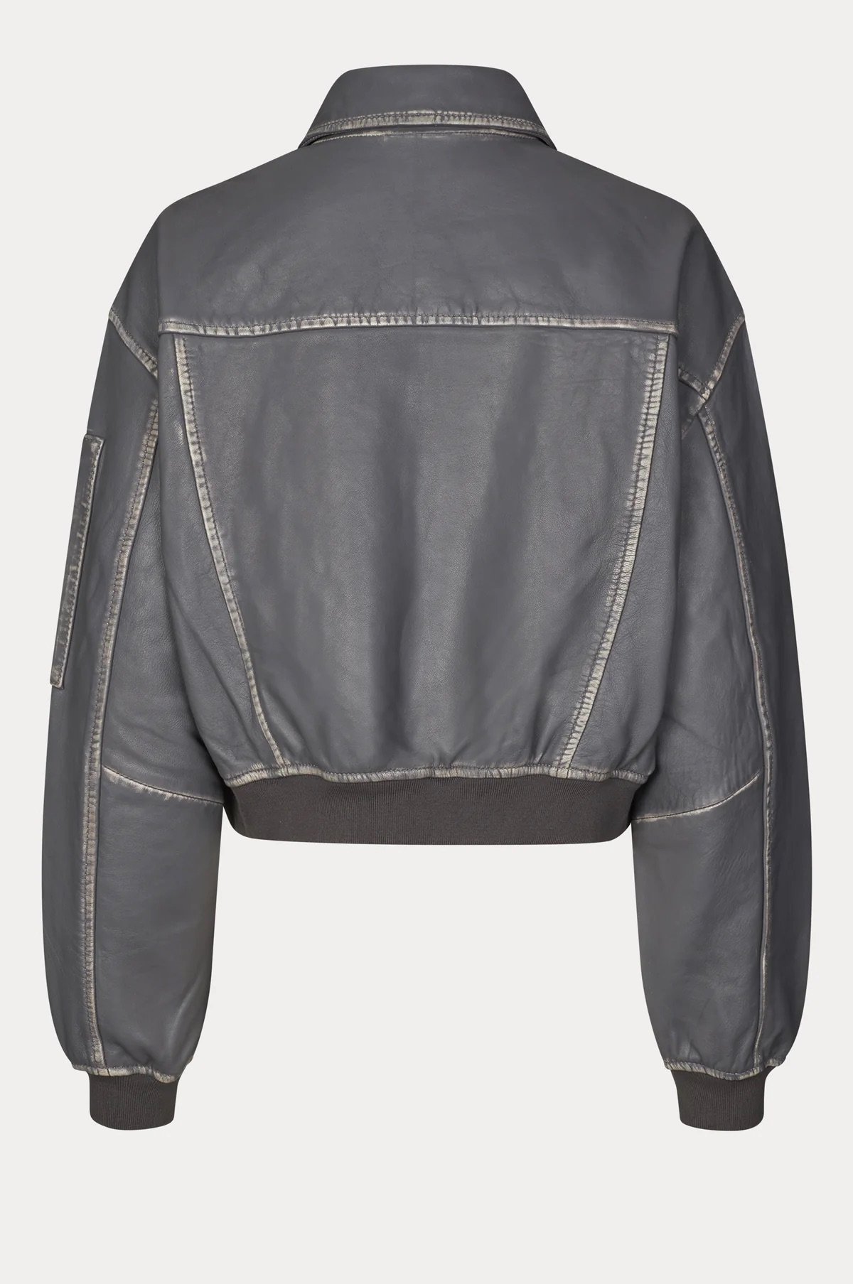 Oval Square - Rocker Leather Bomber - Vintage Grey