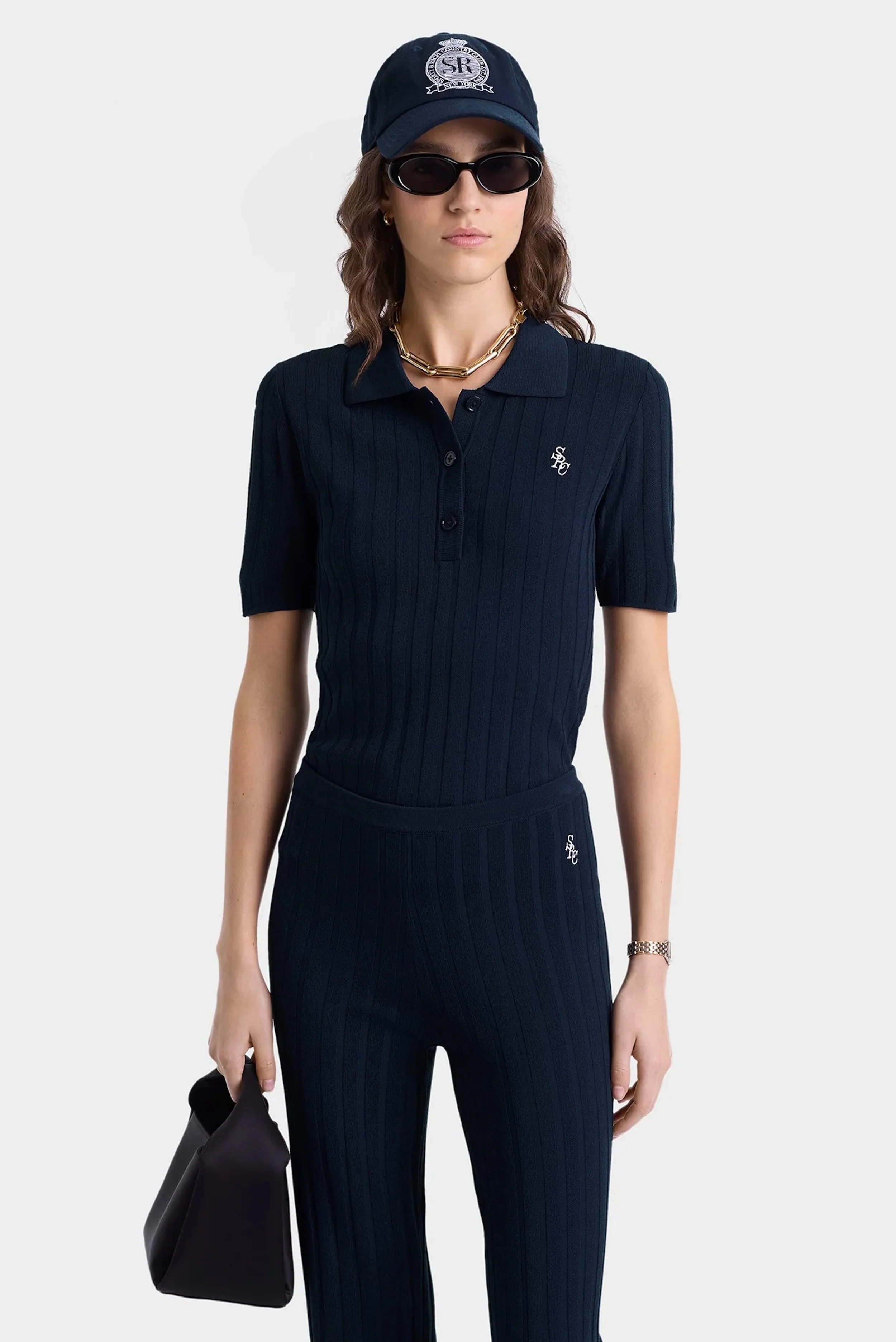 Sporty&Rich - SRC Ribbed Polo - Navy