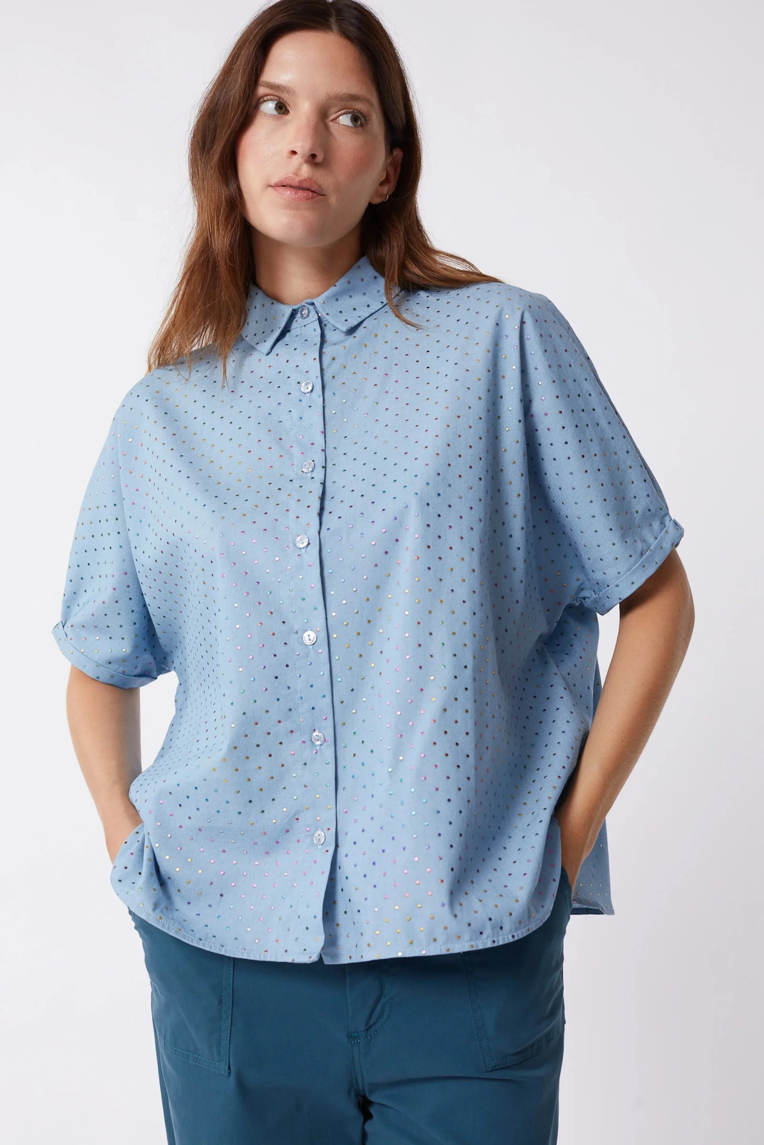 Maevy - Chemise Chauve Souris Metis - Denim Dot
