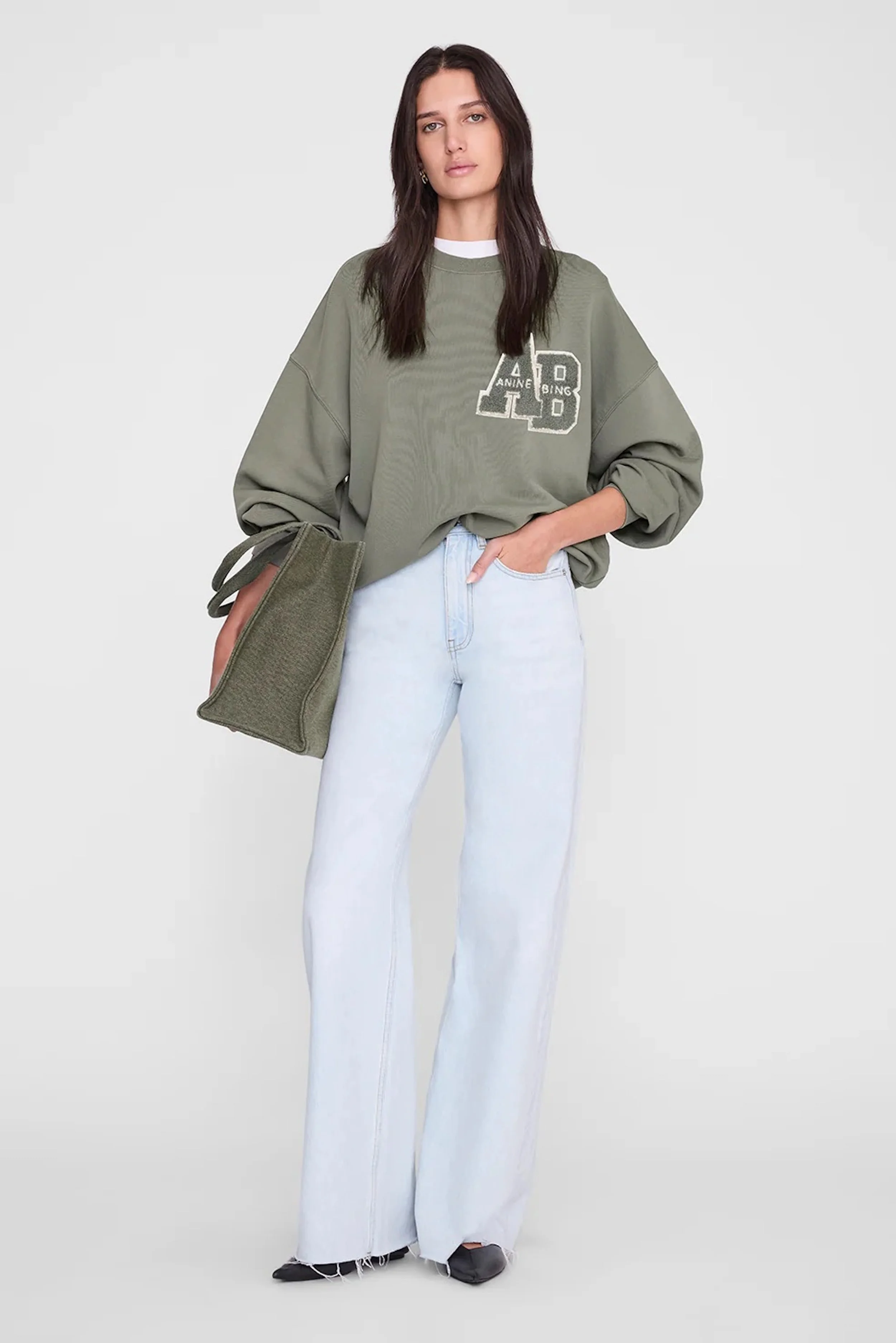 Anine Bing - Miles Oversized Sweat Letterman - Sage