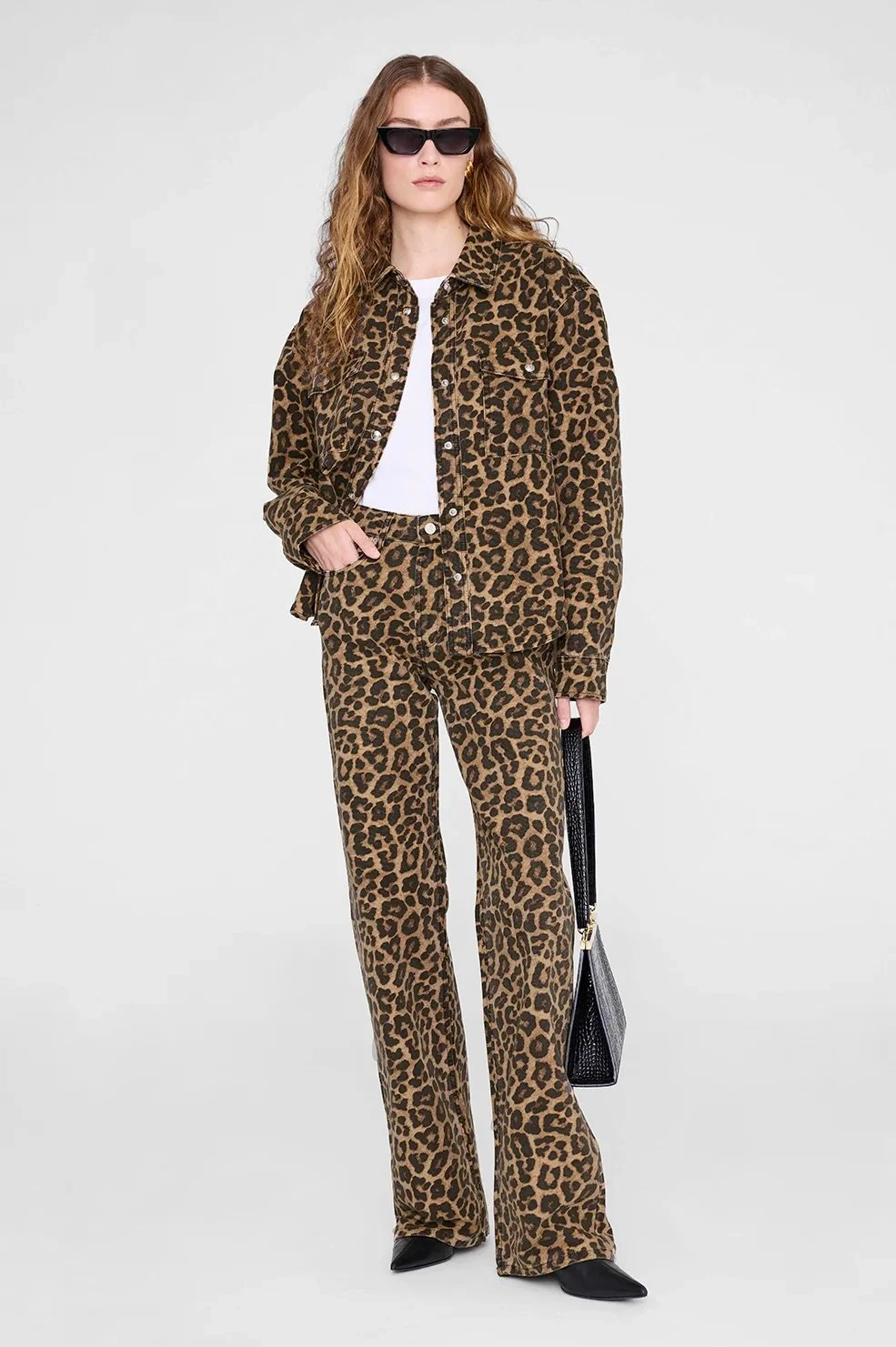 Anine Bing - Paxton Shirt - Black & Brown Leo