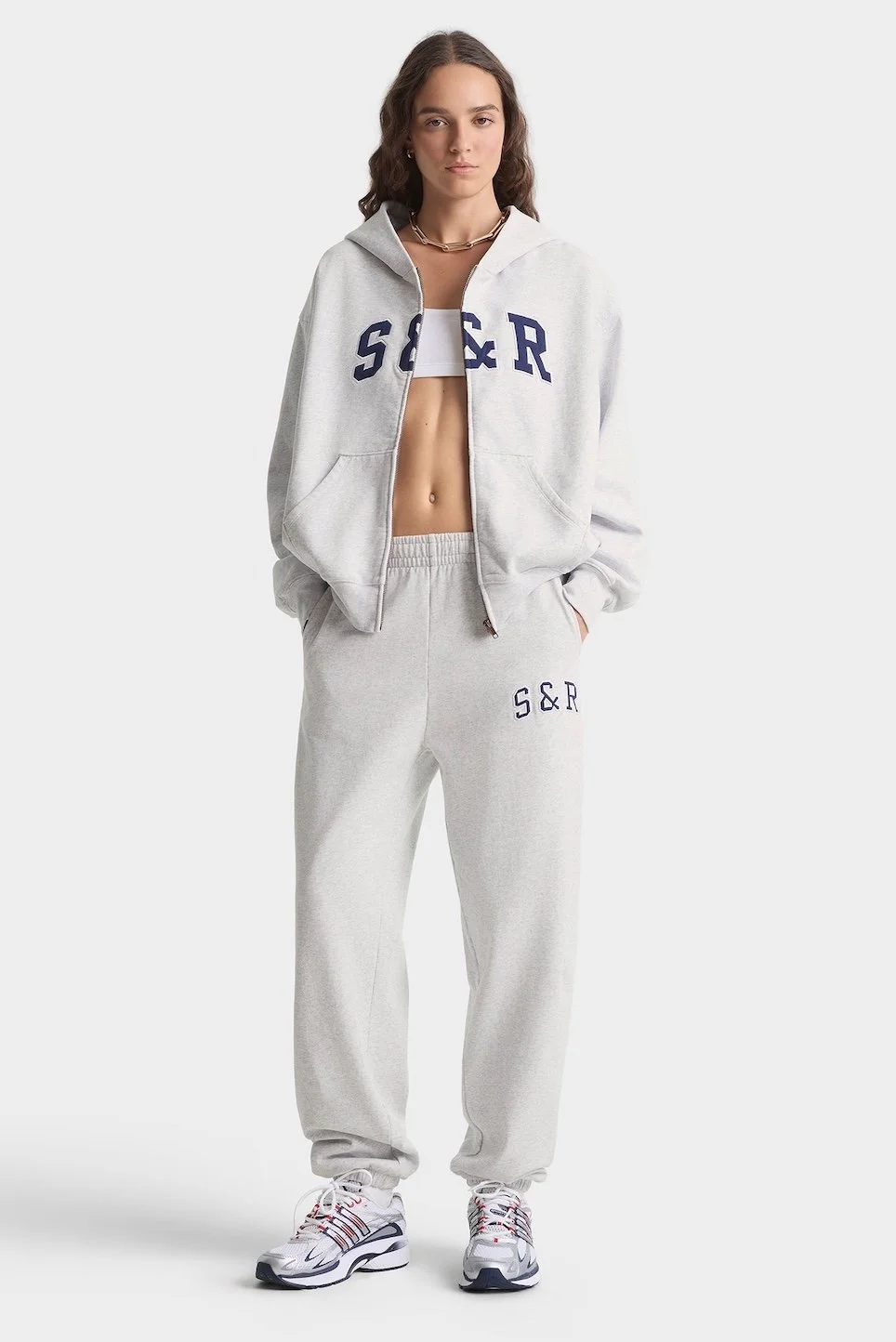 Sporty&Rich - H&R Ivy Zip Hoodie - Heather Gray