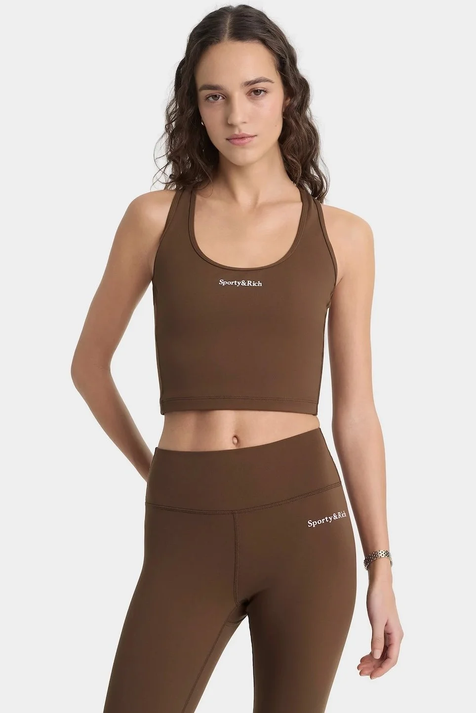 Sporty&Rich - Serif Logo Sport Tank - Toffee