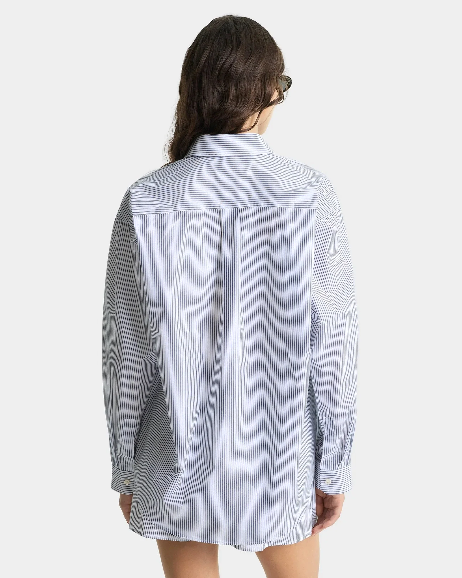 Sporty&Rich - Yankees Oversized Shirt - Navy Stripes