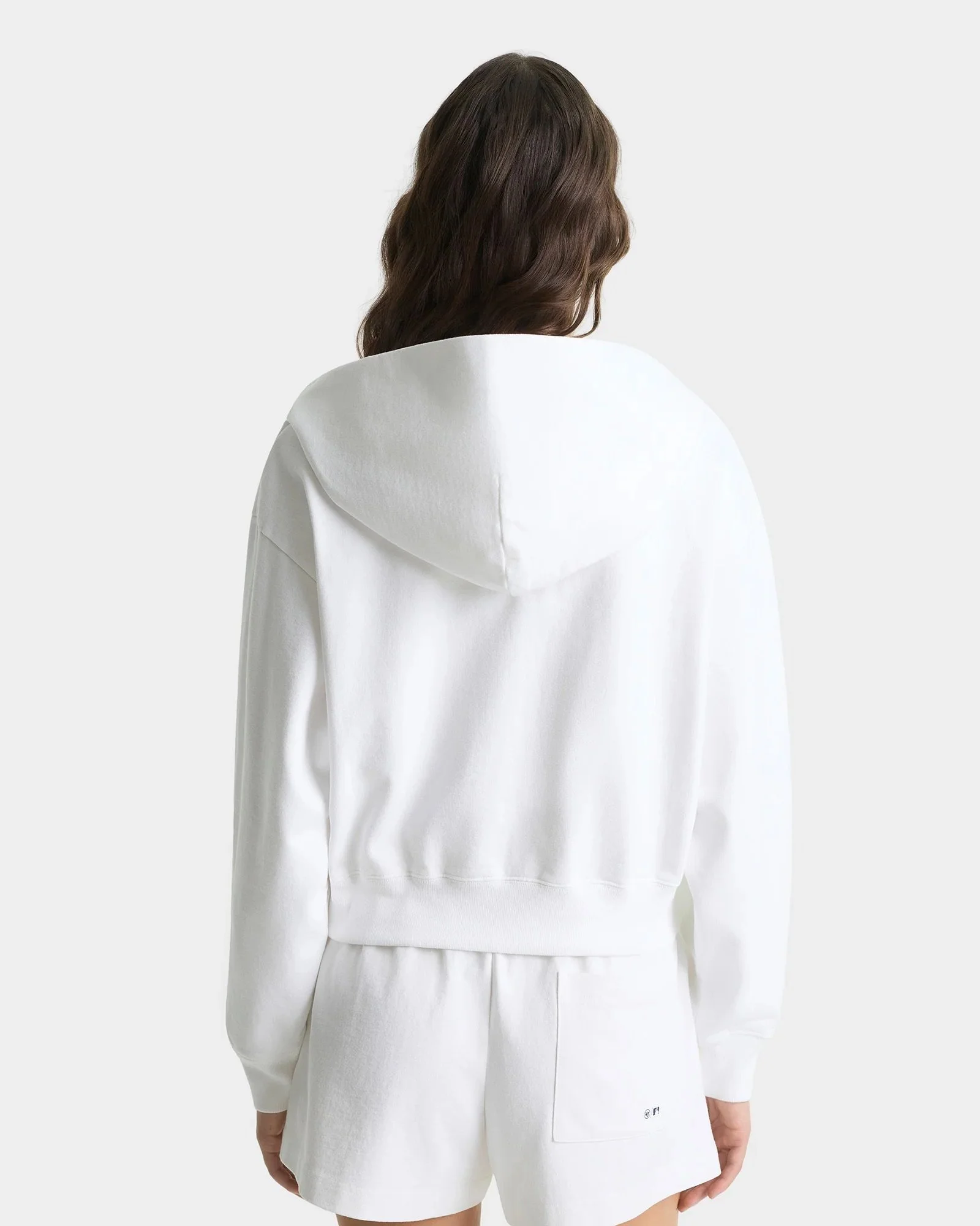 Sporty&Rich - Homerun Cropped Zip Hoodie - White