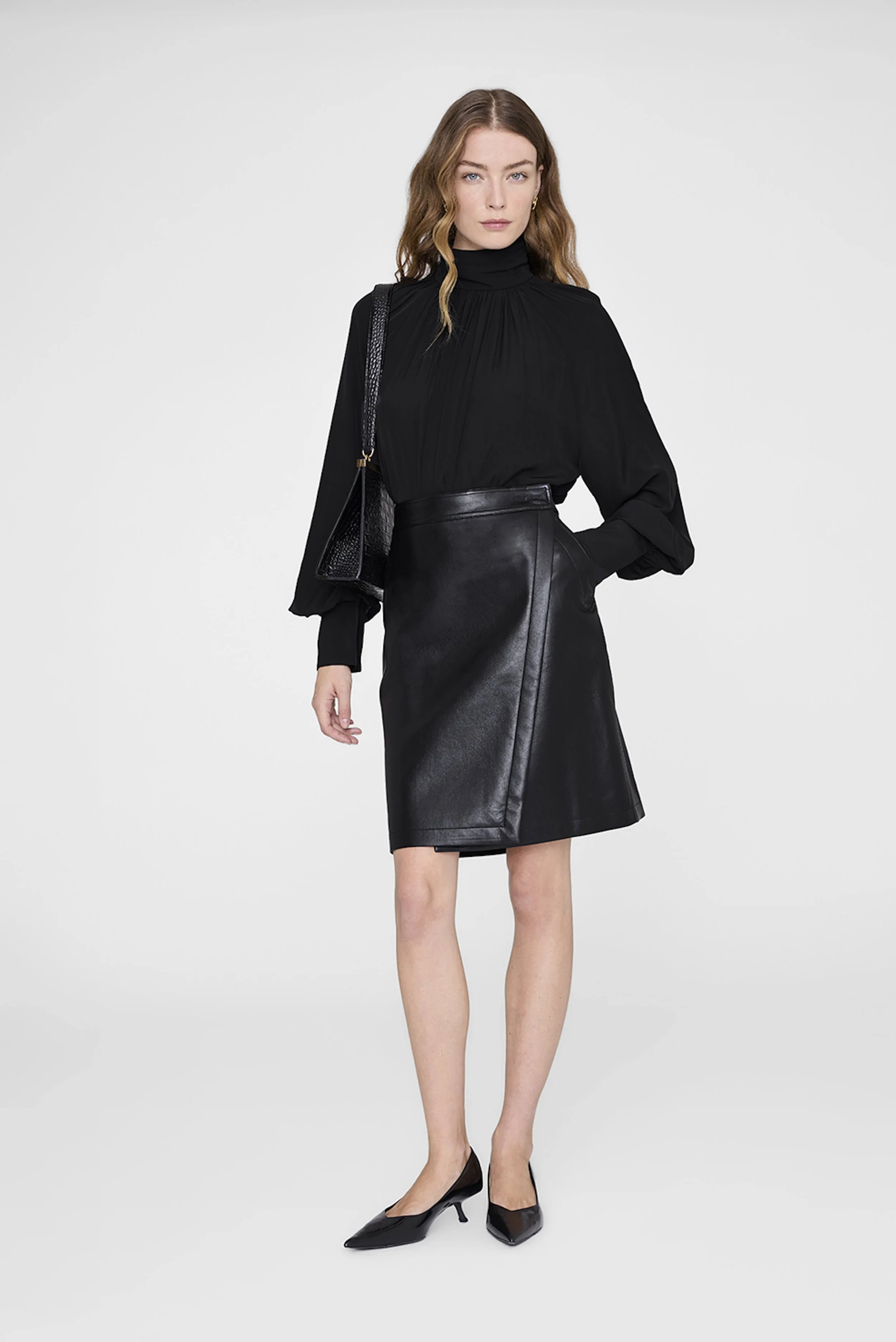 Anine Bing - Alanis Leather  Skirt - Black