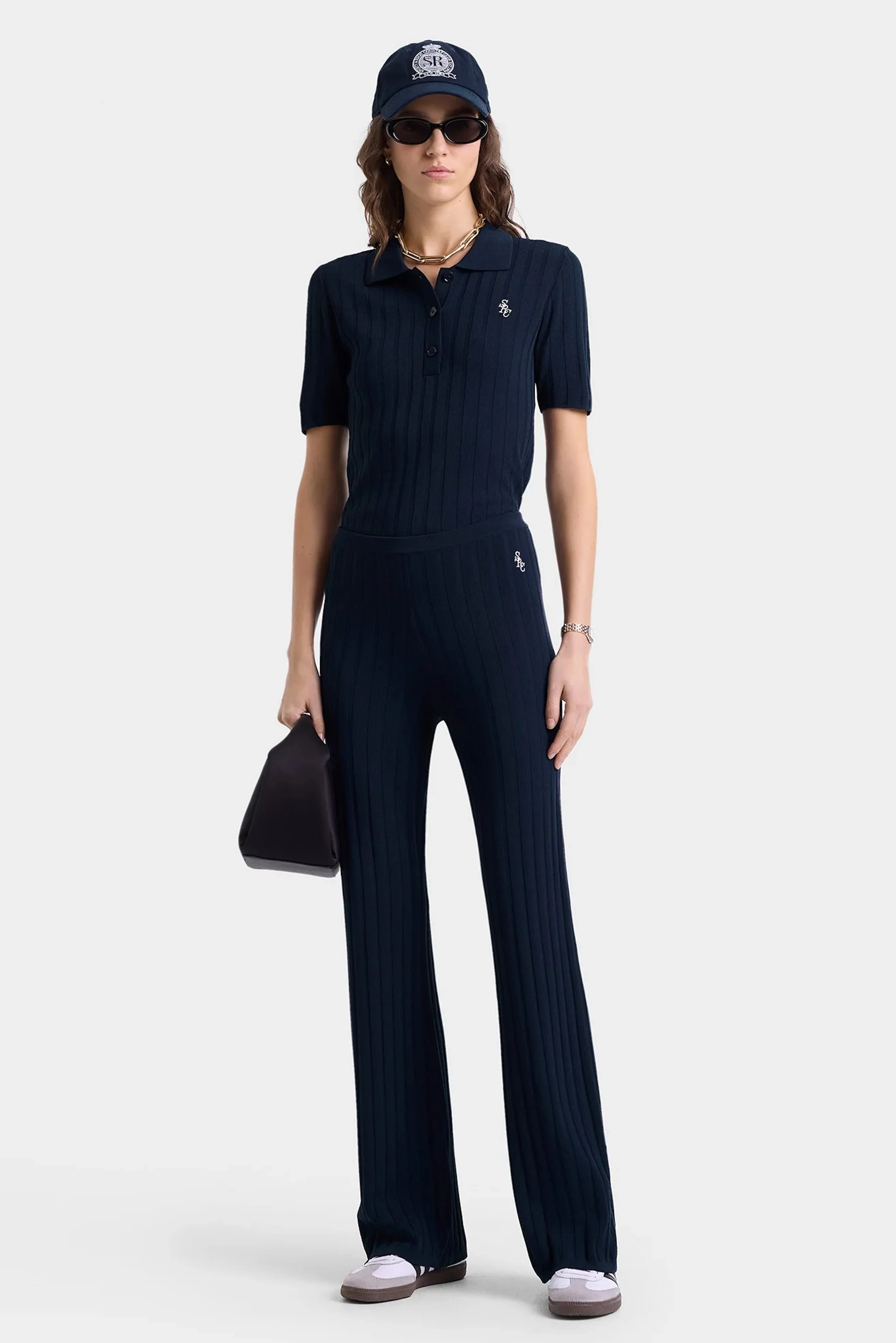 Sporty&Rich - SRC Ribbed Trousers - Navy