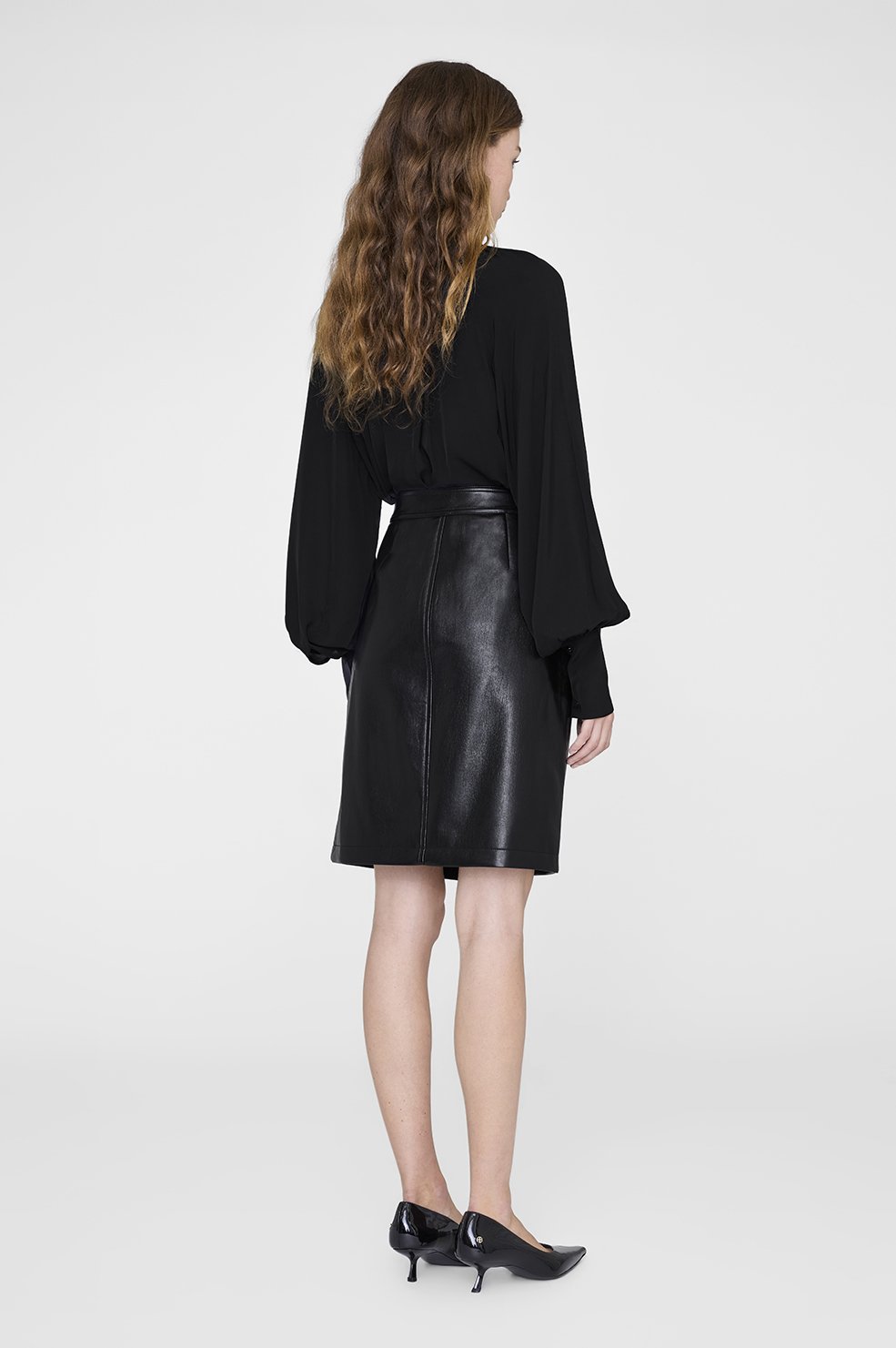 Anine Bing - Alanis Recycled  Leather Skirt - Black