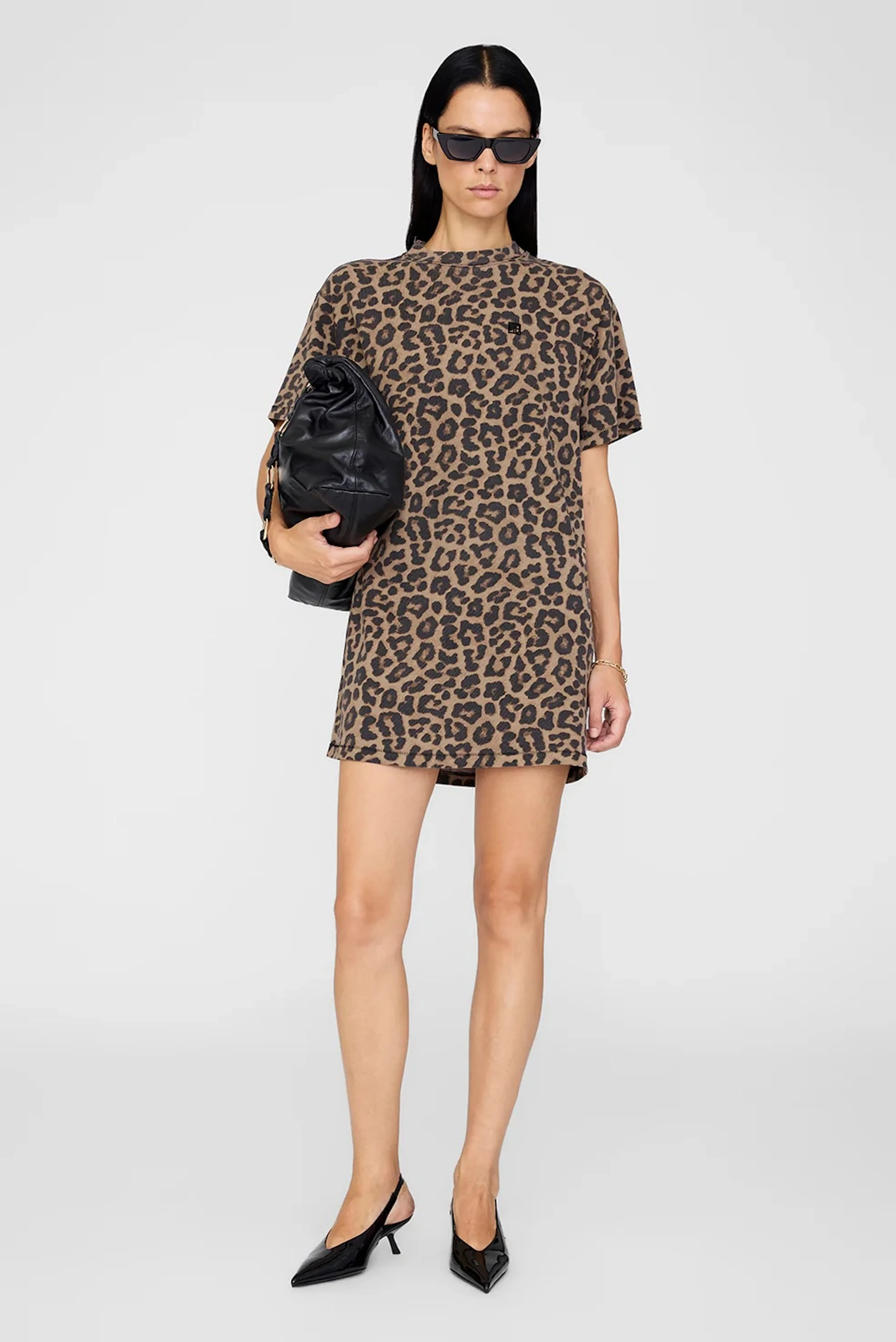 Anine Bing  - Beth Mini Dress - Black & Brown Leo