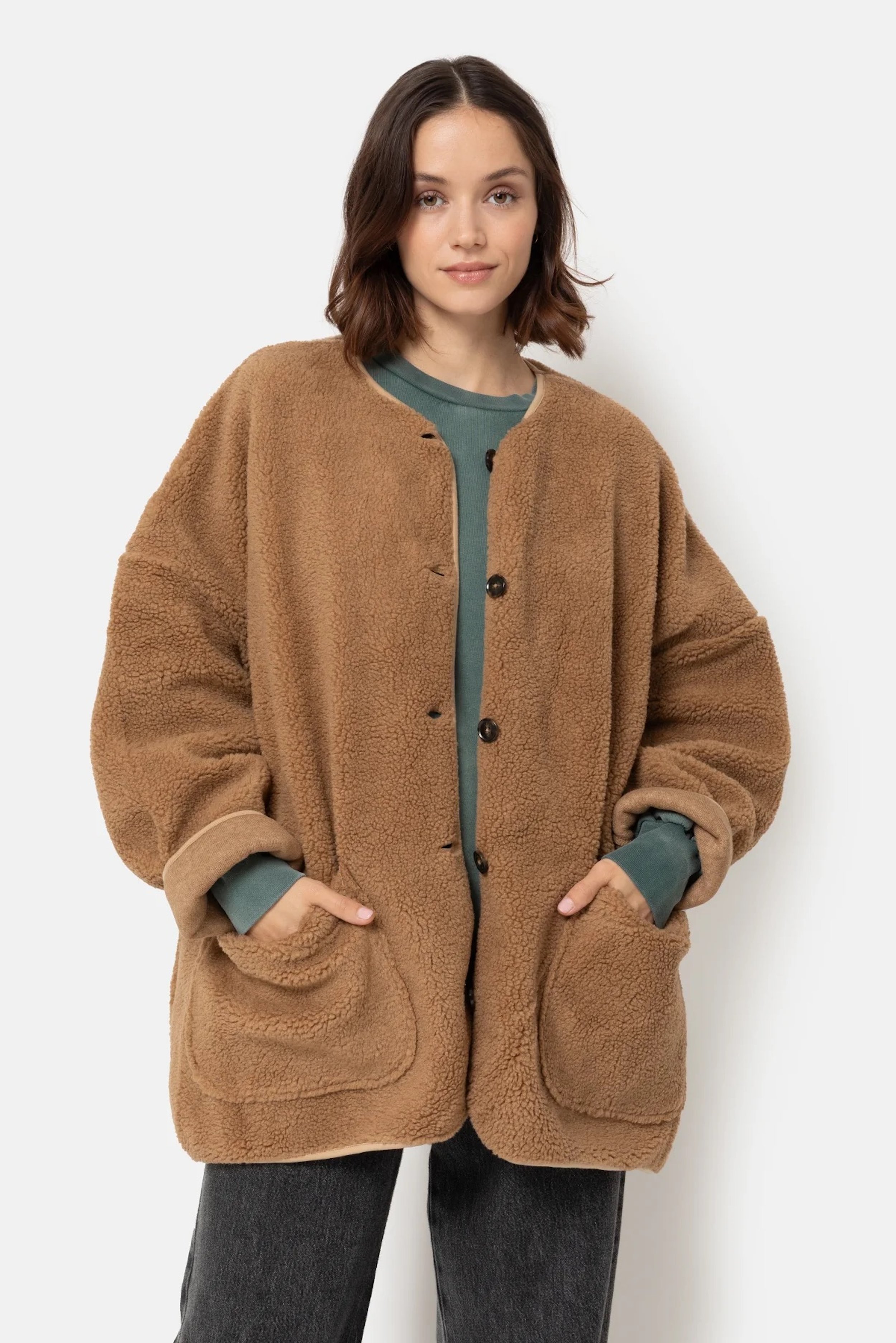 Âme - Hannah  Oversize Teddy Jacket - Camel
