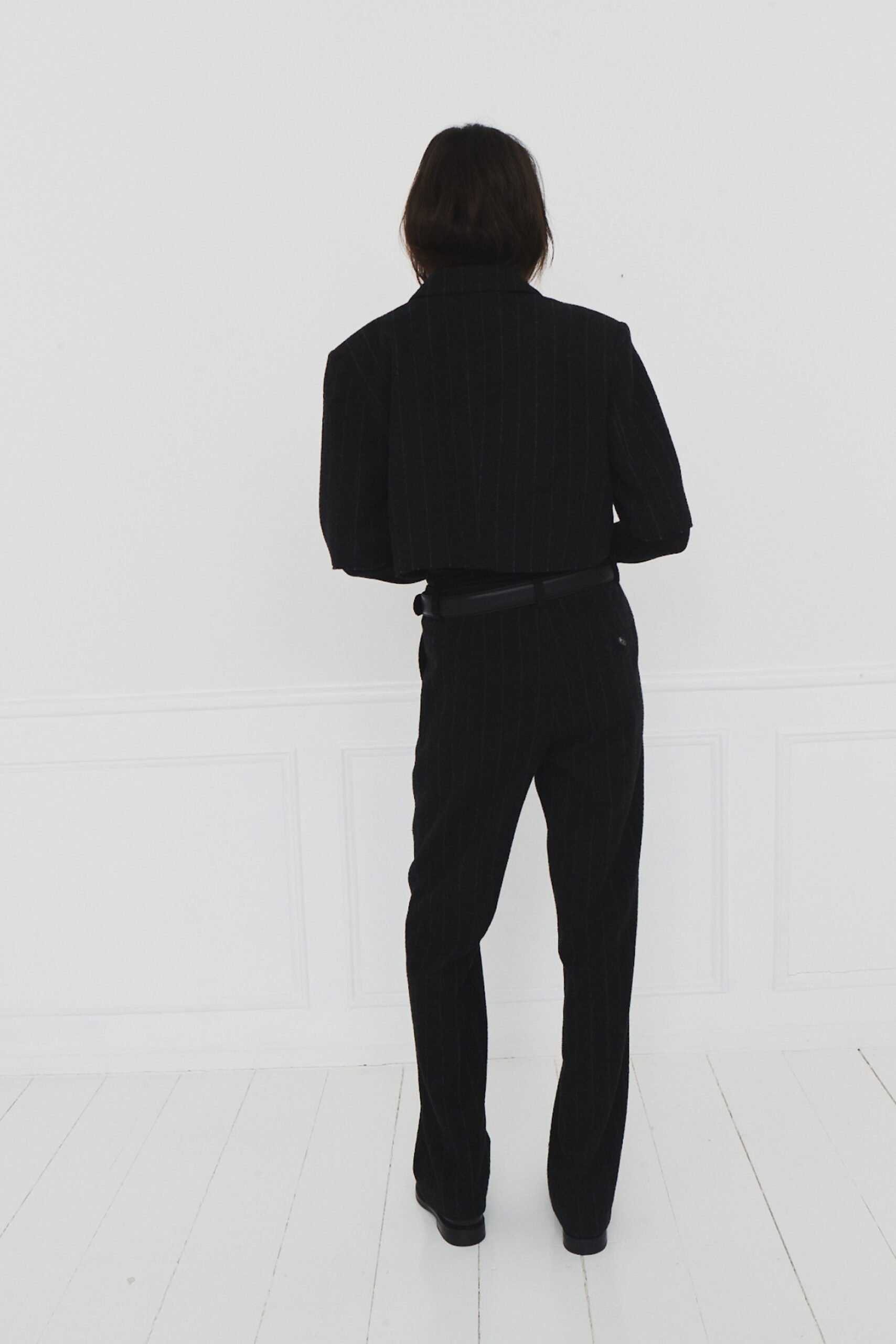 The Garment - Richard Crop Blazer - Black Pinstripes