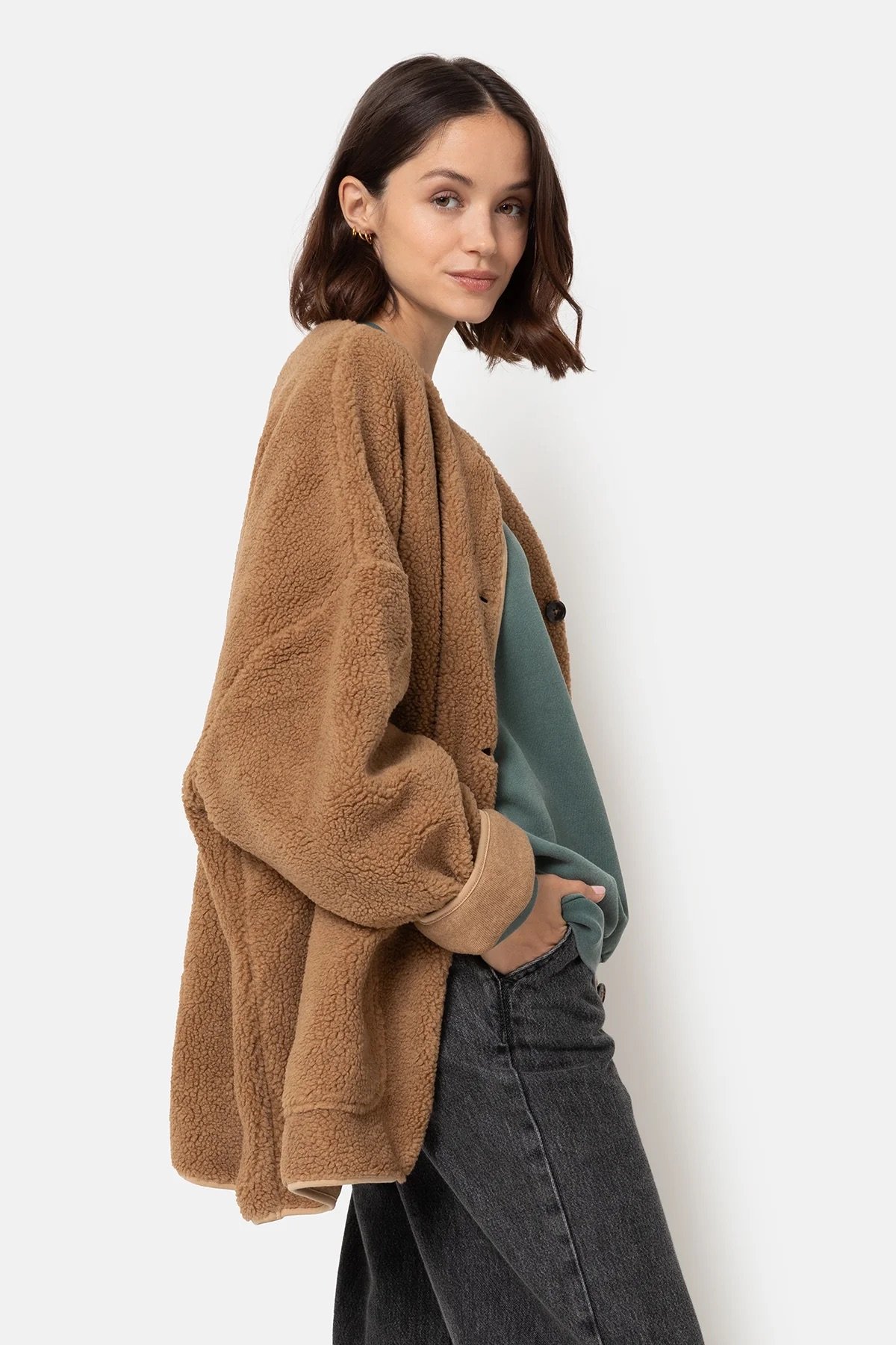 Âme - Hannah Oversize Teddy Jacket - Camel