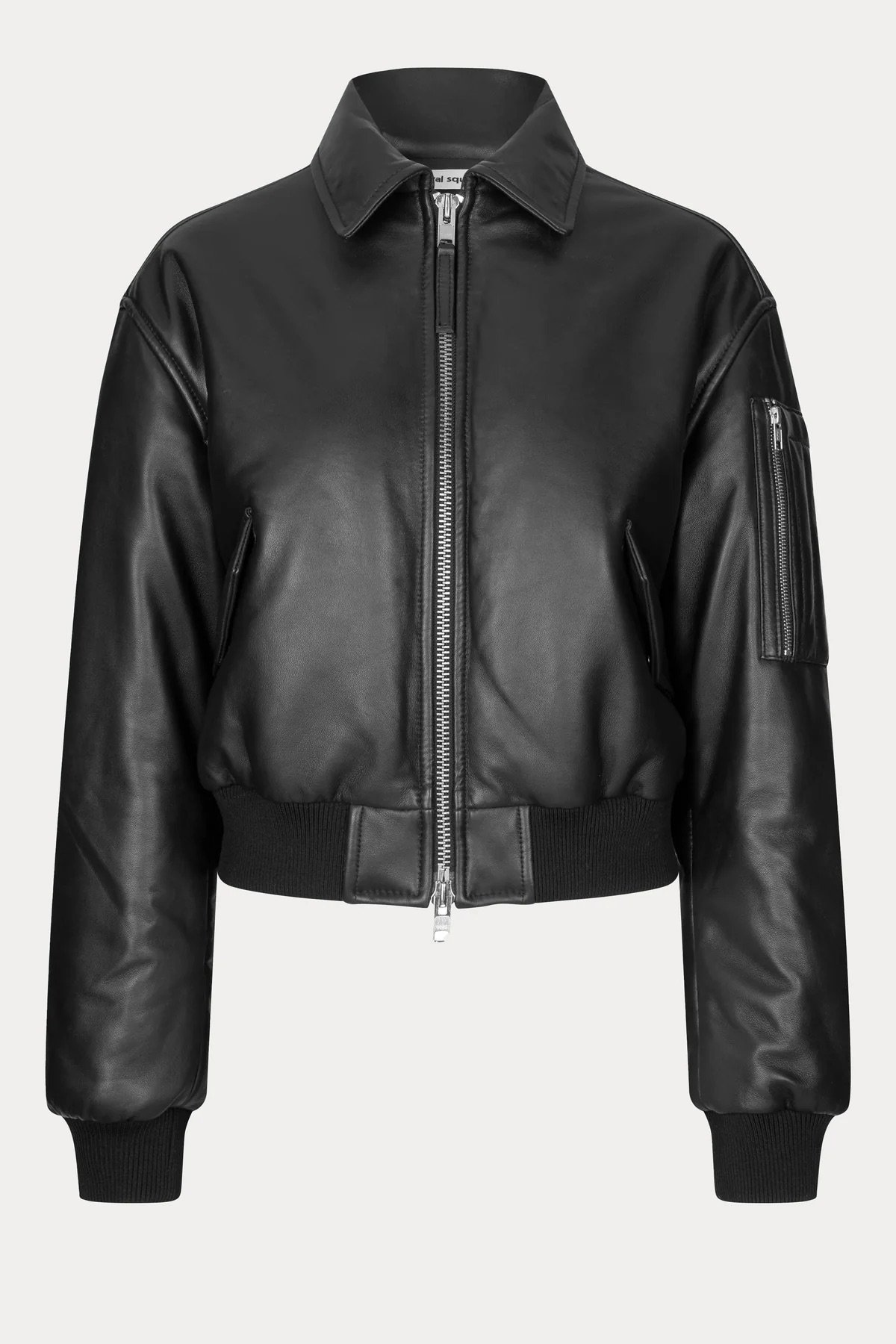 Oval Square - Pad Leather Bomber - Black