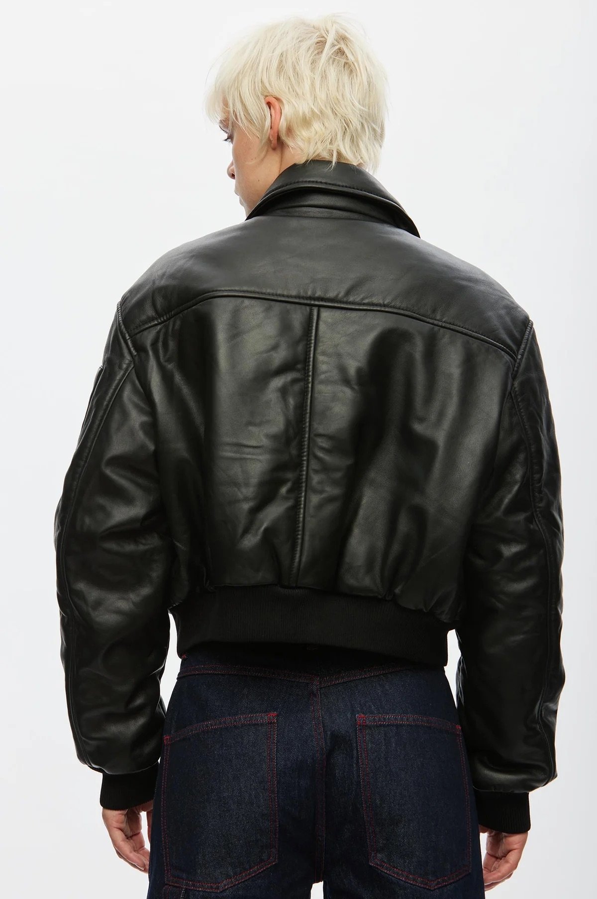 Oval Square - Pad Leather Bomber - Black
