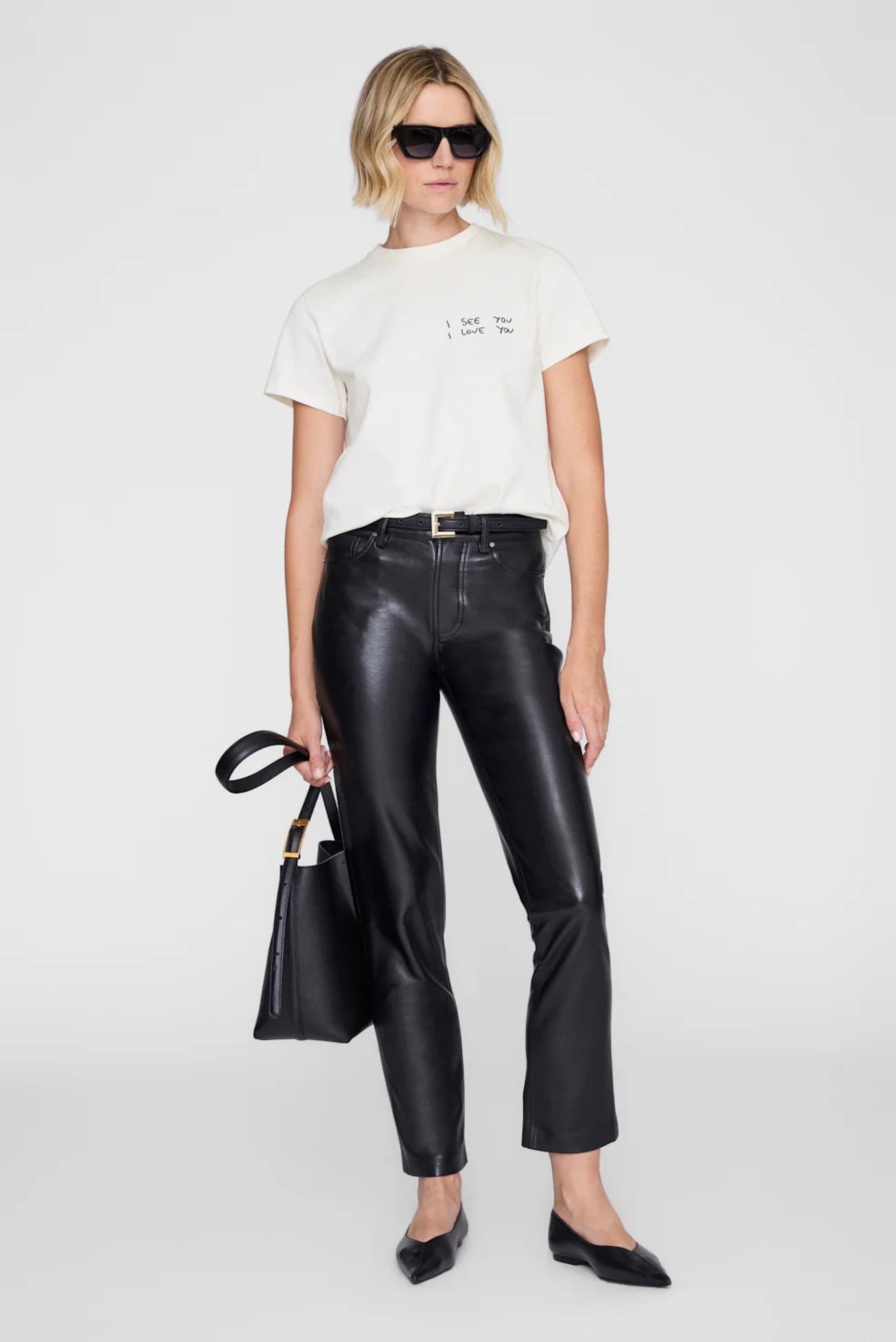 Anine Bing - Shelly Tee "I See You I Love You" - Washed Cream