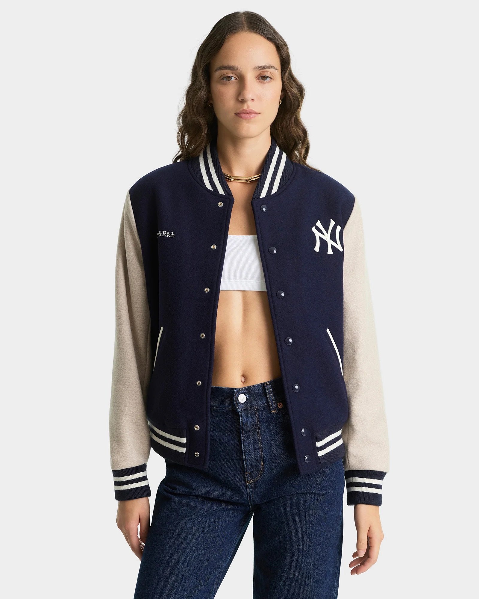 Sporty&Rich - Champions Wool Jacket - Dark Navy/Cream