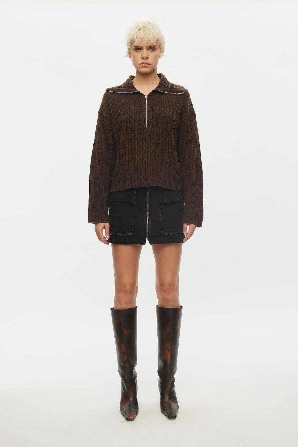 Oval Square - Fave Zip Knit - Dark Oat
