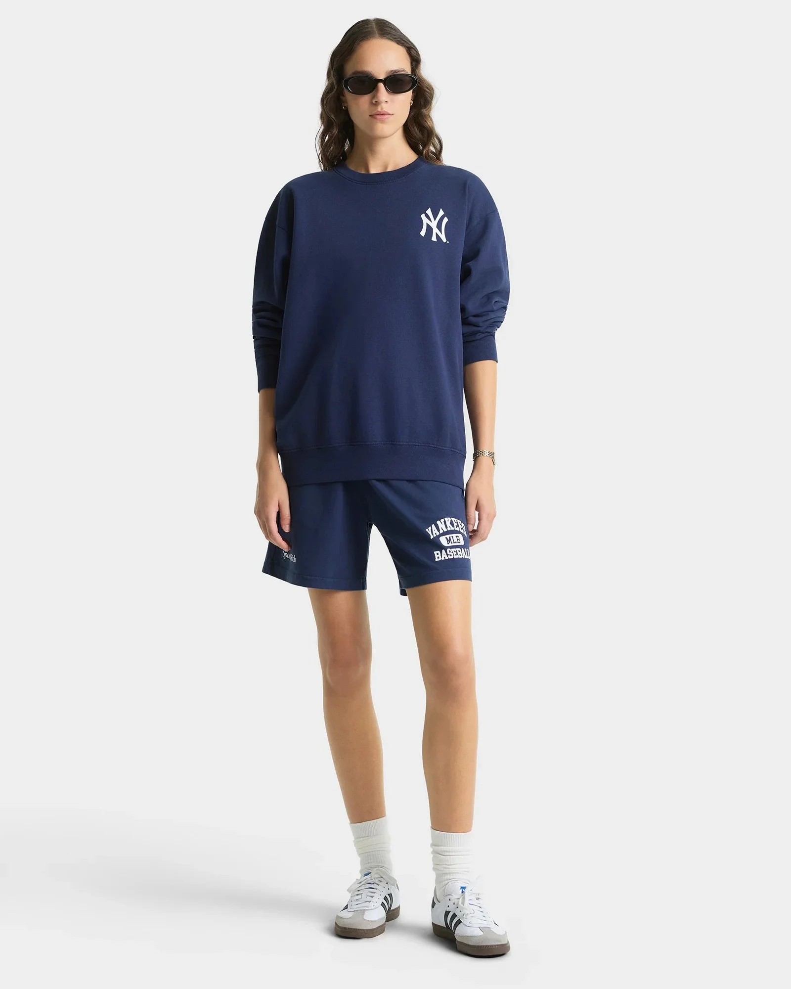 Sporty&Rich - Yankees Serif Crewneck - Navy
