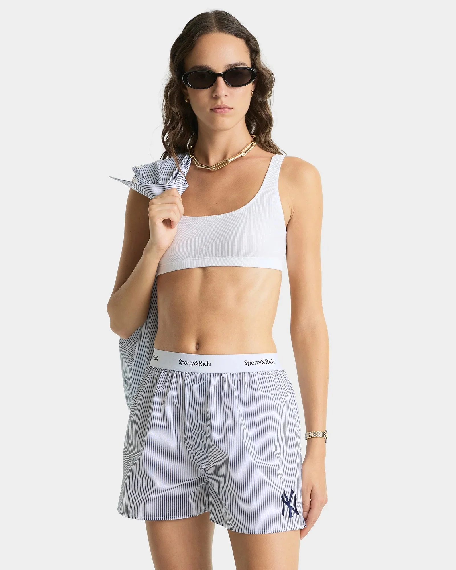 Sporty&Rich - Yankees Serif Boxer - Navy Striped