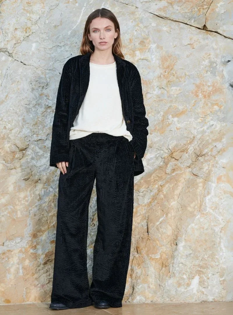 AFC - Zen Velvet Rib Pant - Noir