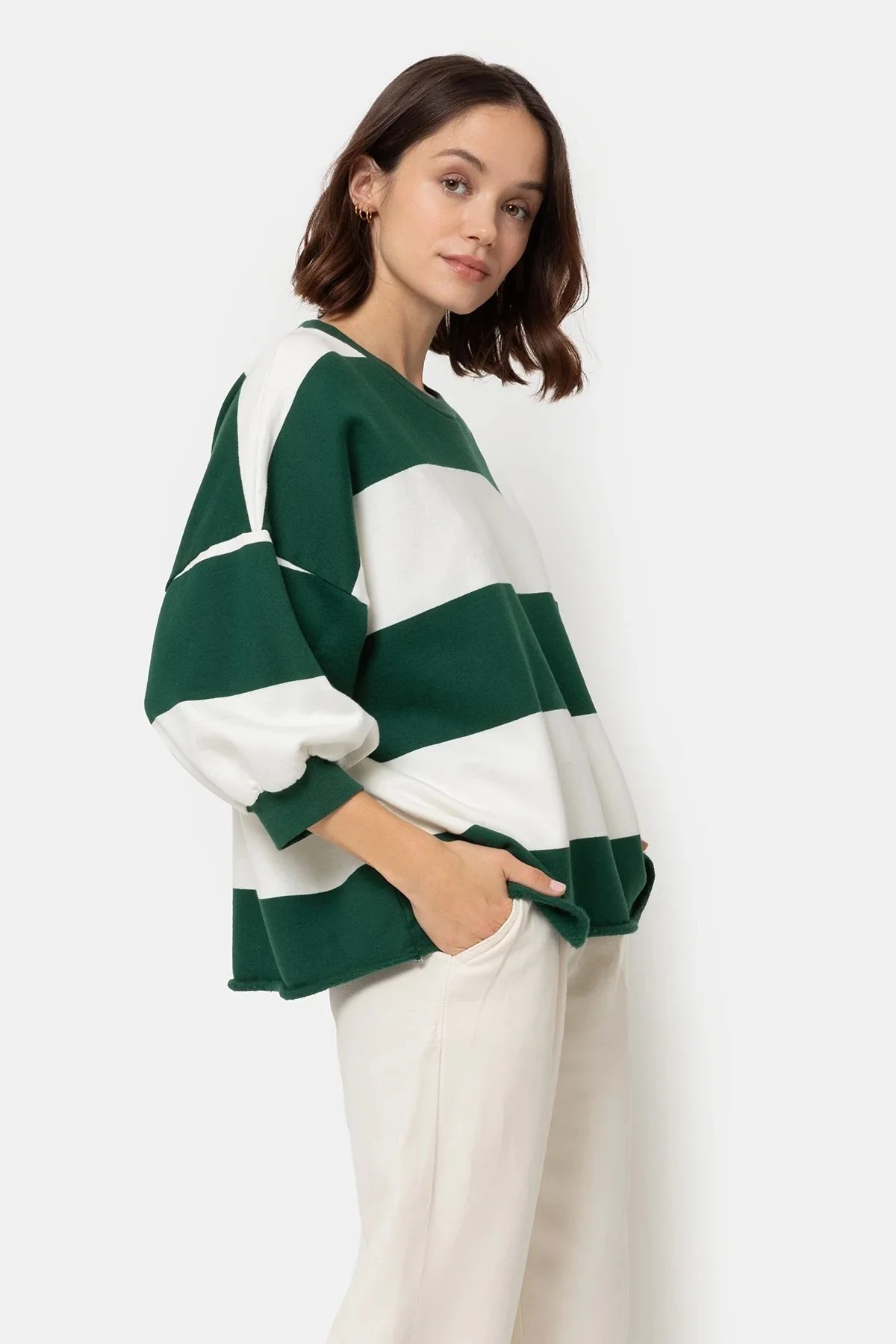 Âme - Liv Sweat 3/4 Sleeves - Stripe Green