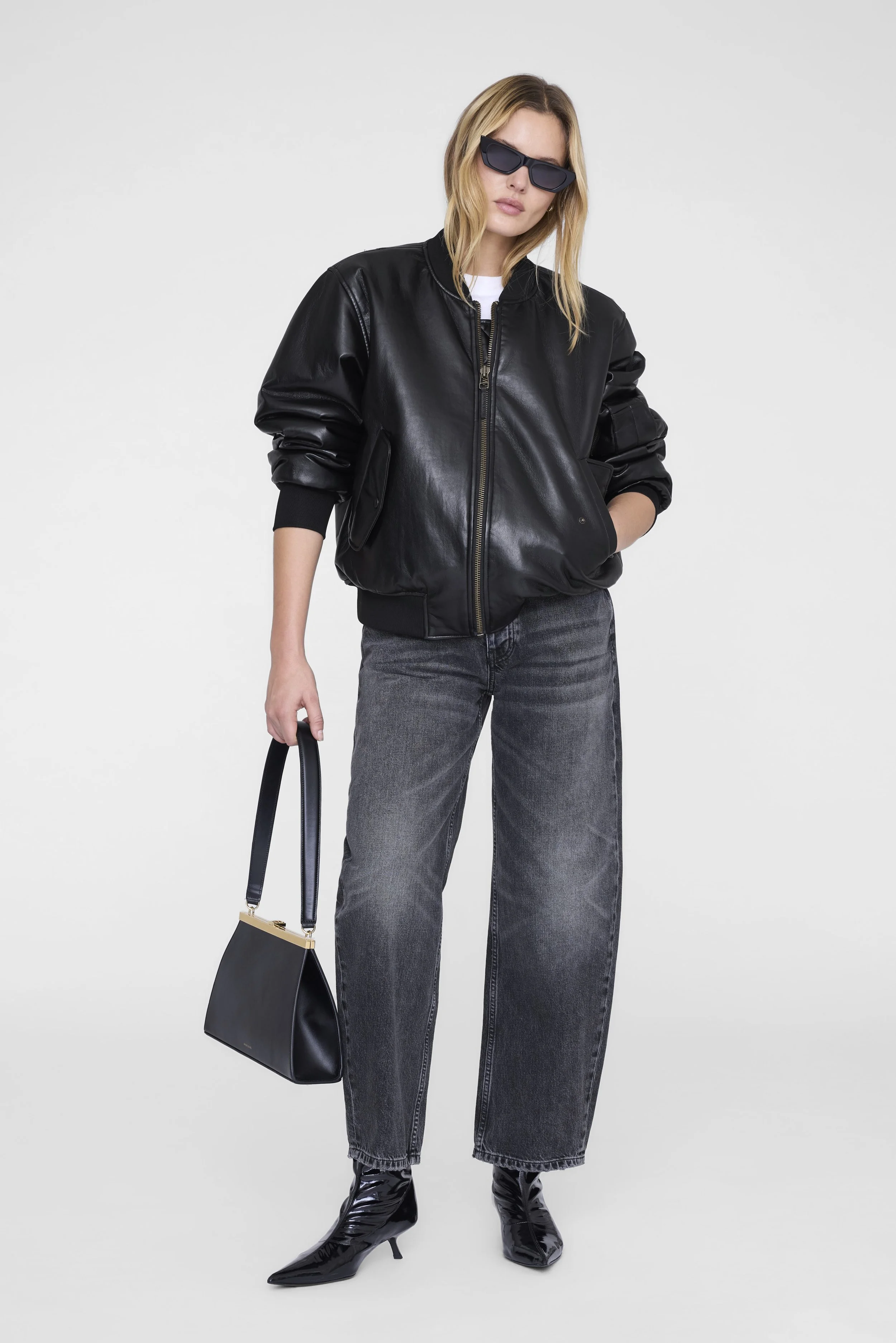 Anine Bing - Leon Bomber - Black Recycled Leather