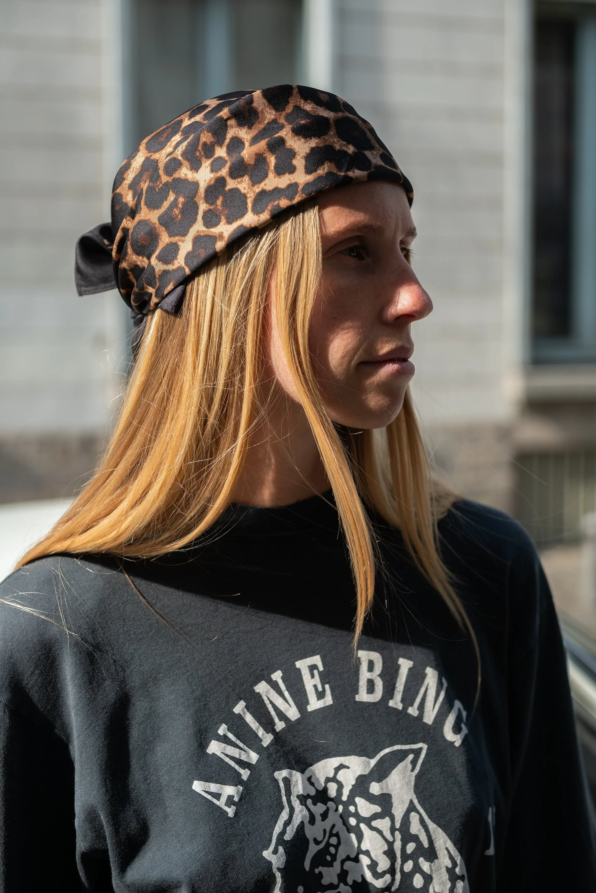 Anine Bing - York Scarf - Black and Brown Leo