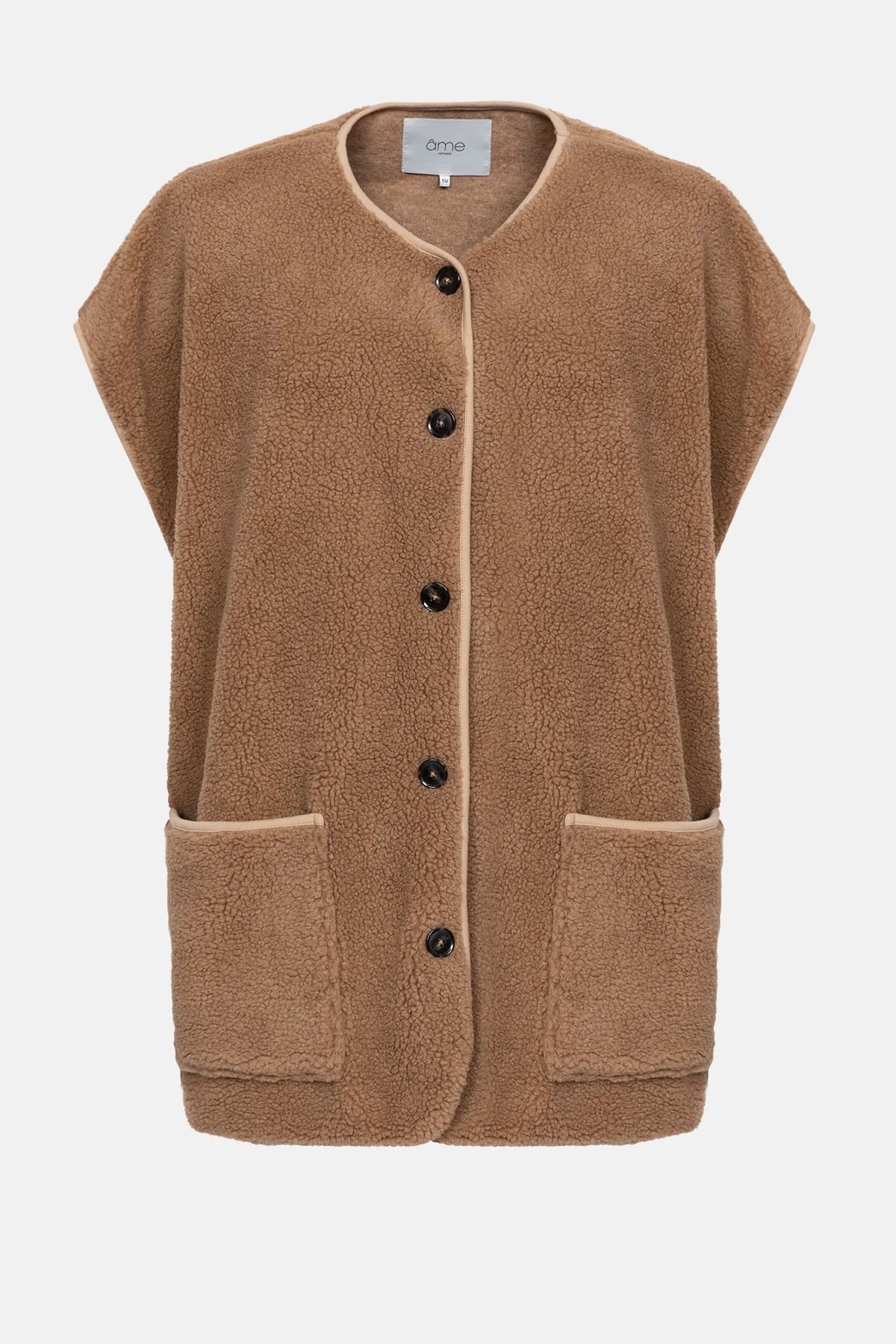 Âme - Ines Sleeveless Teddy Jacket - Camel