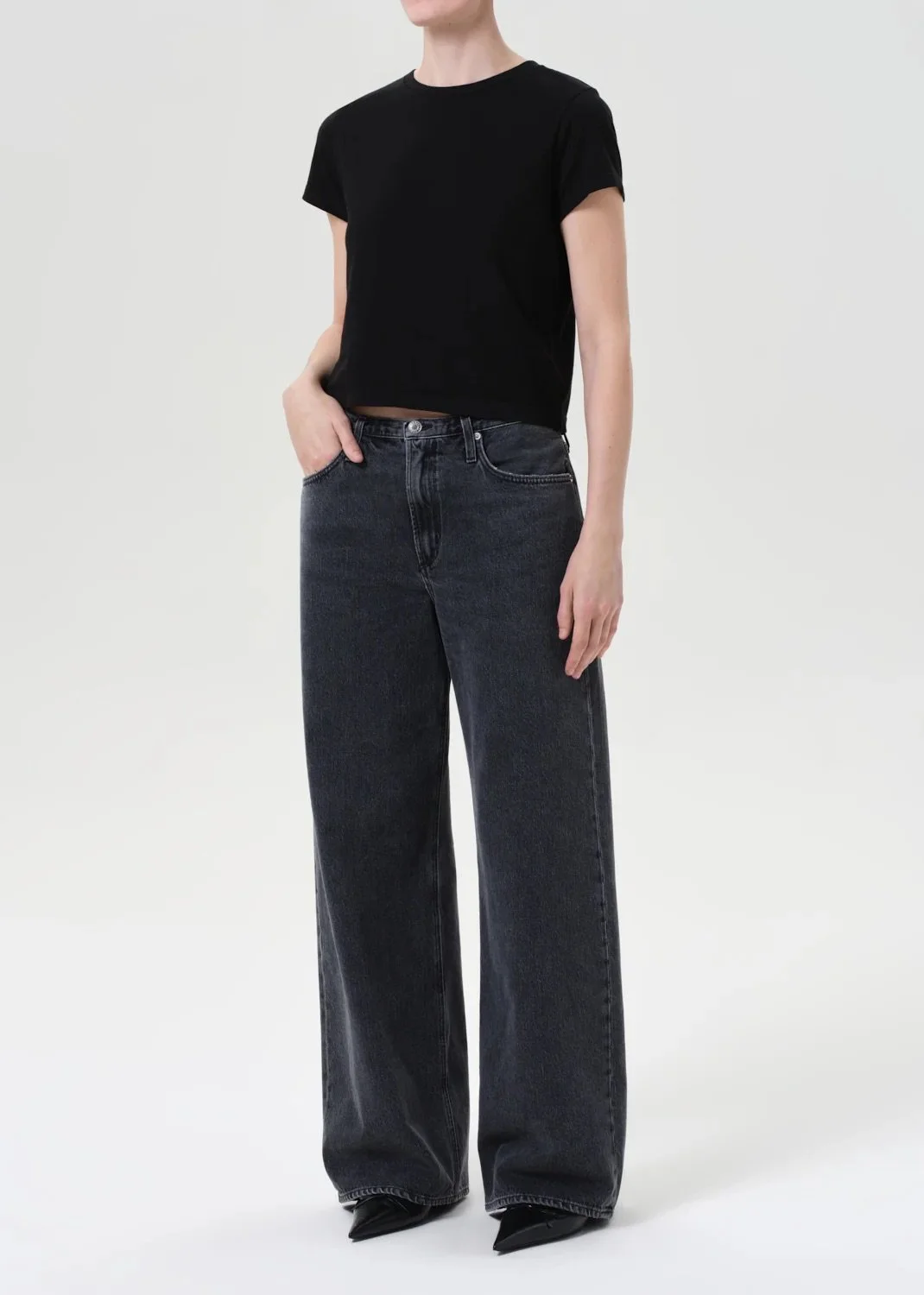 Agolde - Adine Shrunken Tee - Black