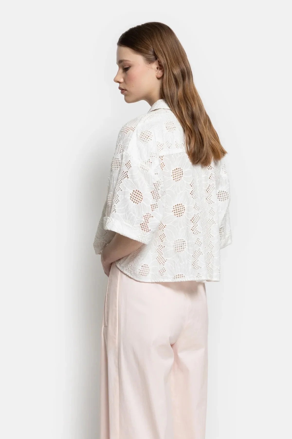 Âme - Nuts Shiffly Cropped Shirt - White