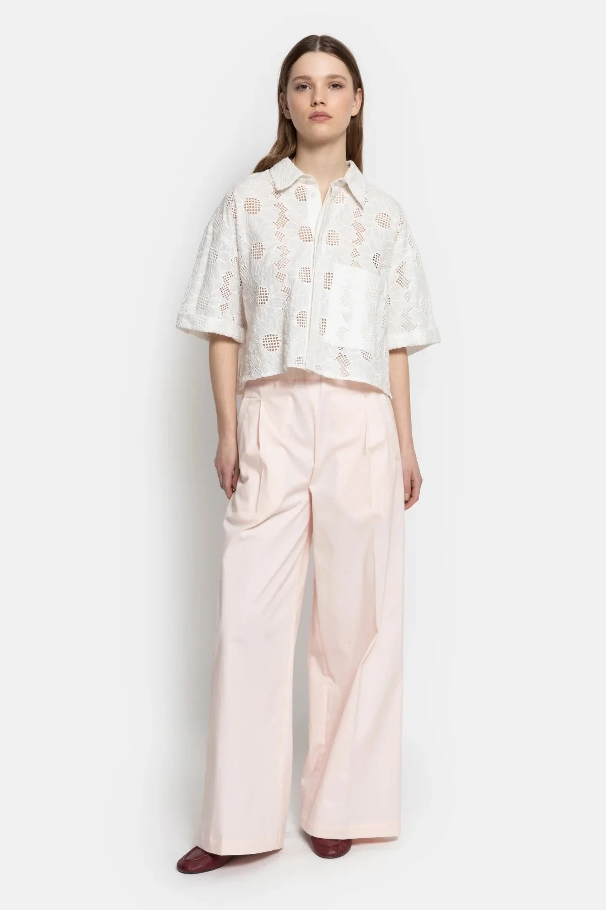 Âme - Nuts Shiffly Cropped Shirt - White