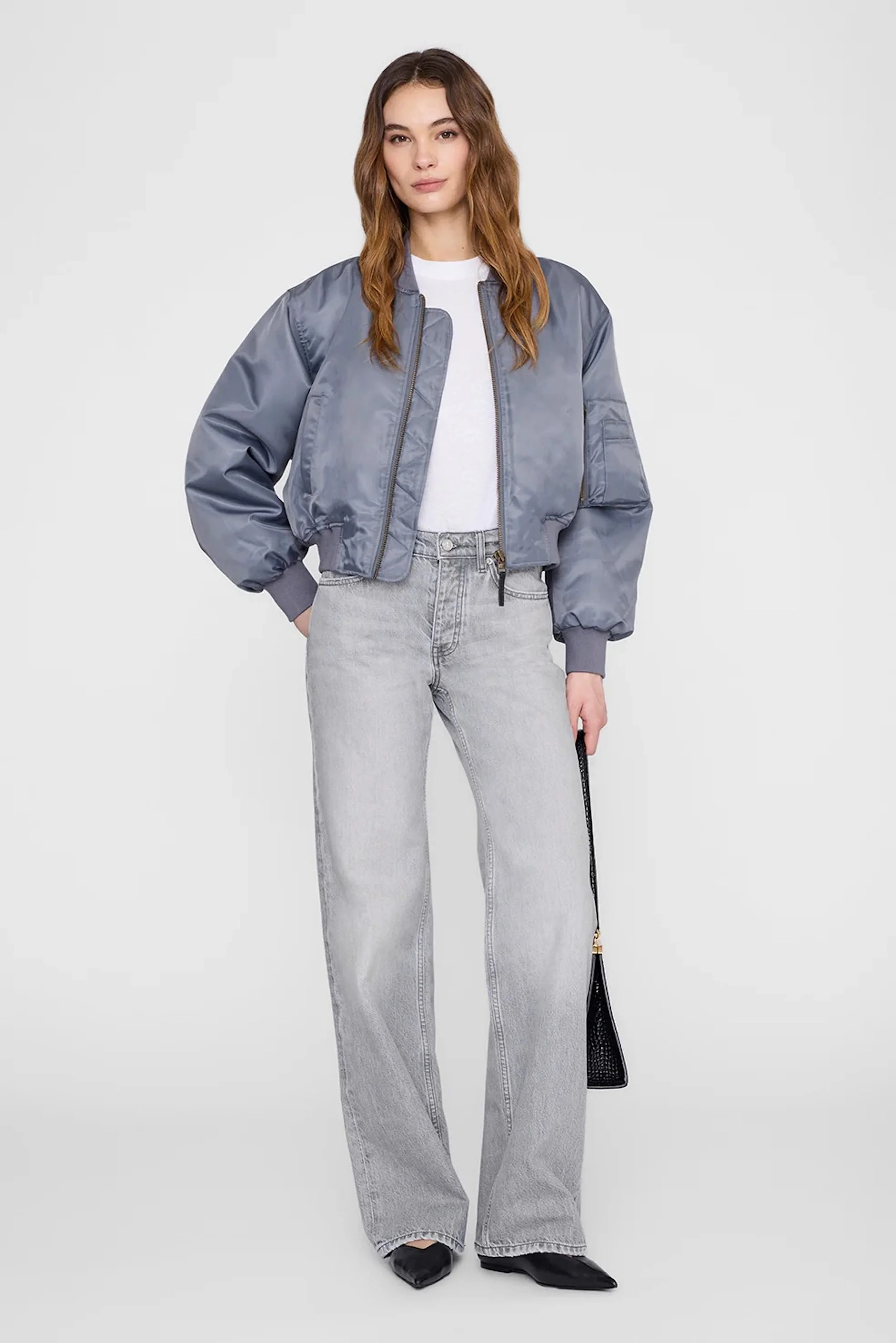 Anine Bing - Cropped Leon Bomber - Dark Grey