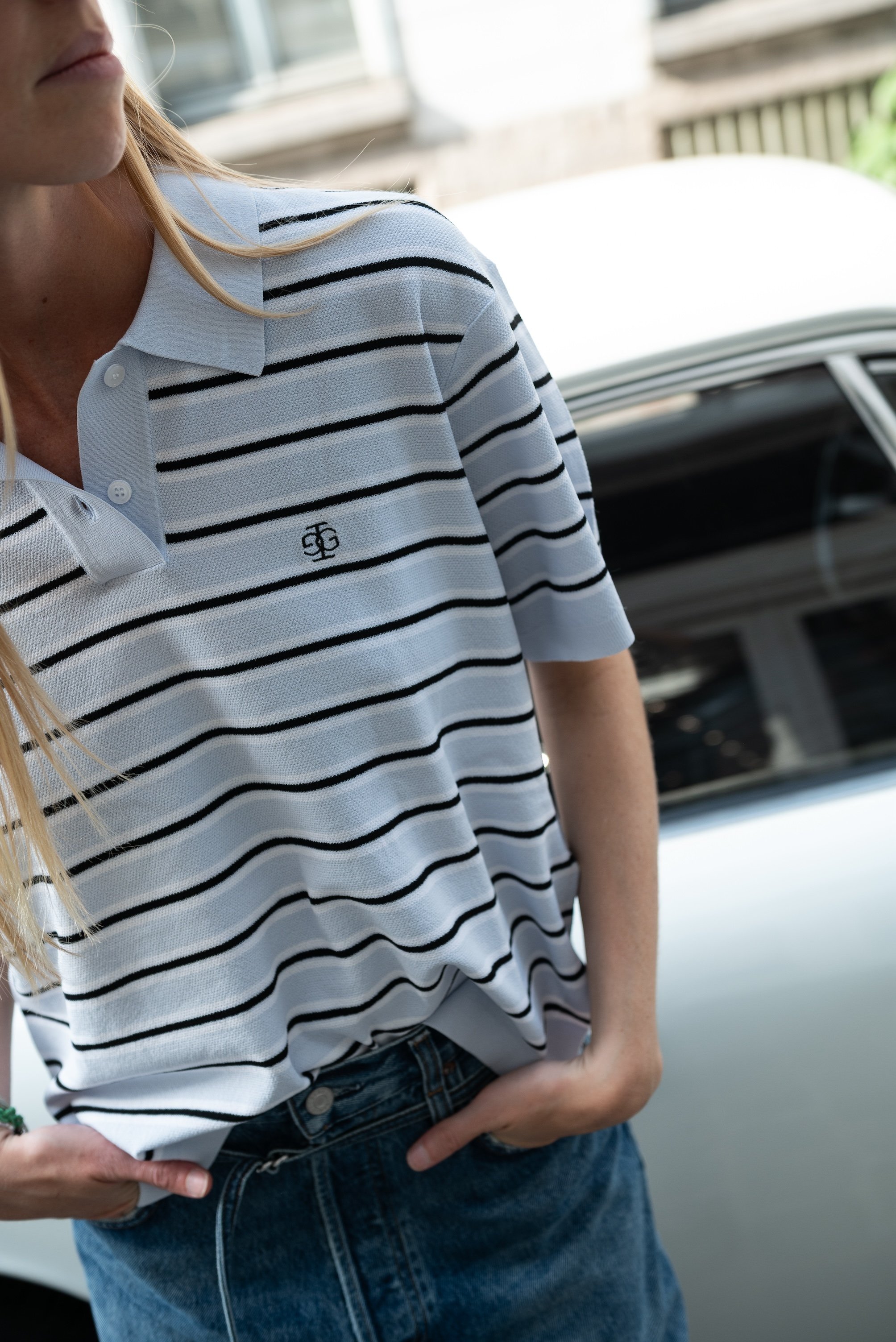 The Garment - Madison Tennis Polo - Blue Stripes