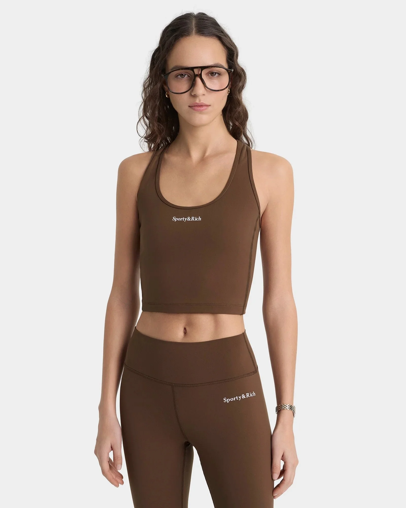 Sporty&Rich - Serif Logo Legging - Toffee