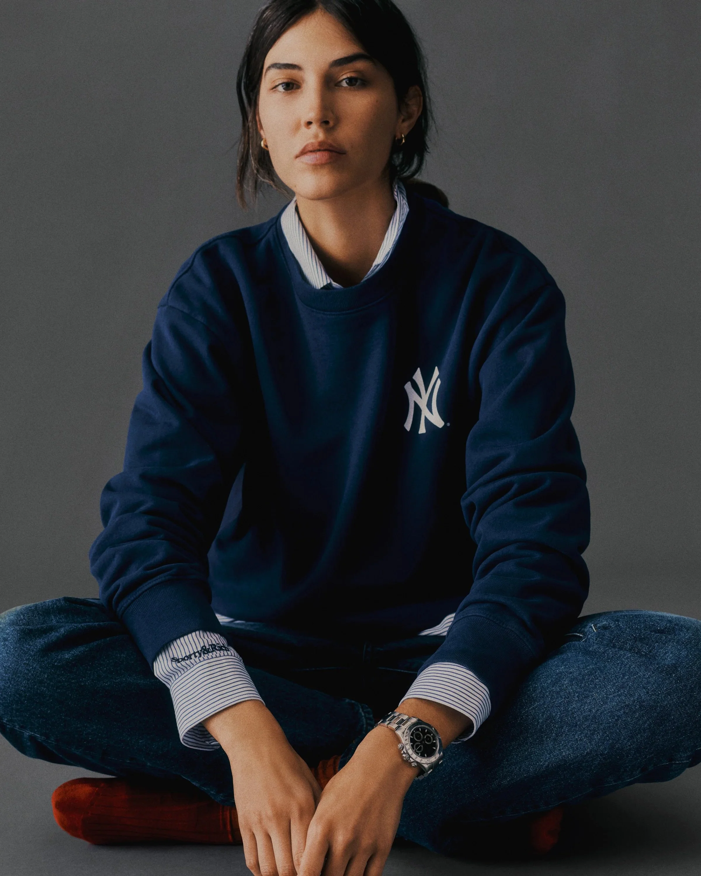 Sporty&Rich - Yankees Serif Crewneck - Navy